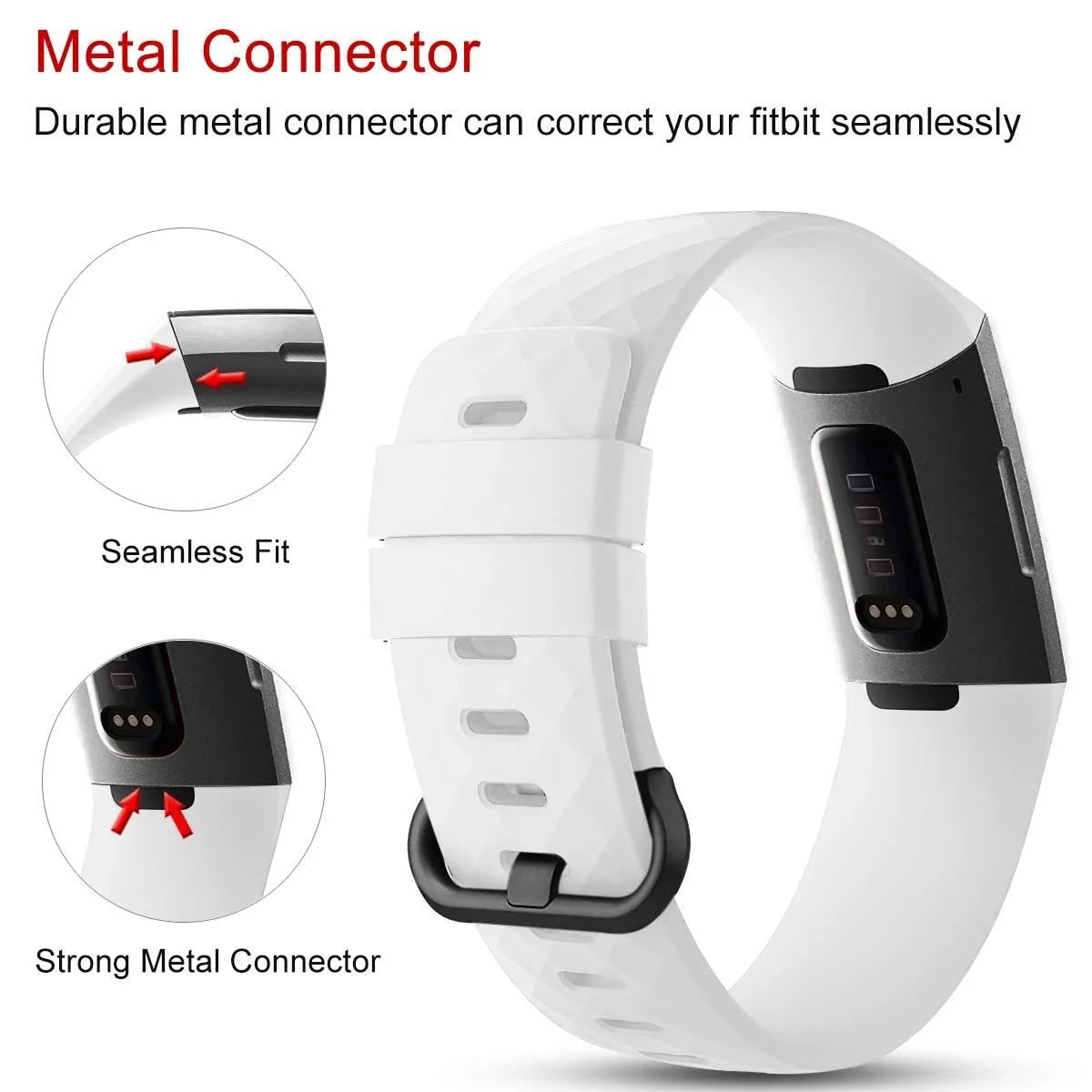 DL3 Mobilak Waterproof Bands for Fitbit Charge 4 / Fitbit Charge 3 / Charge3 SE, Replacement Wristbands for Women Men - White