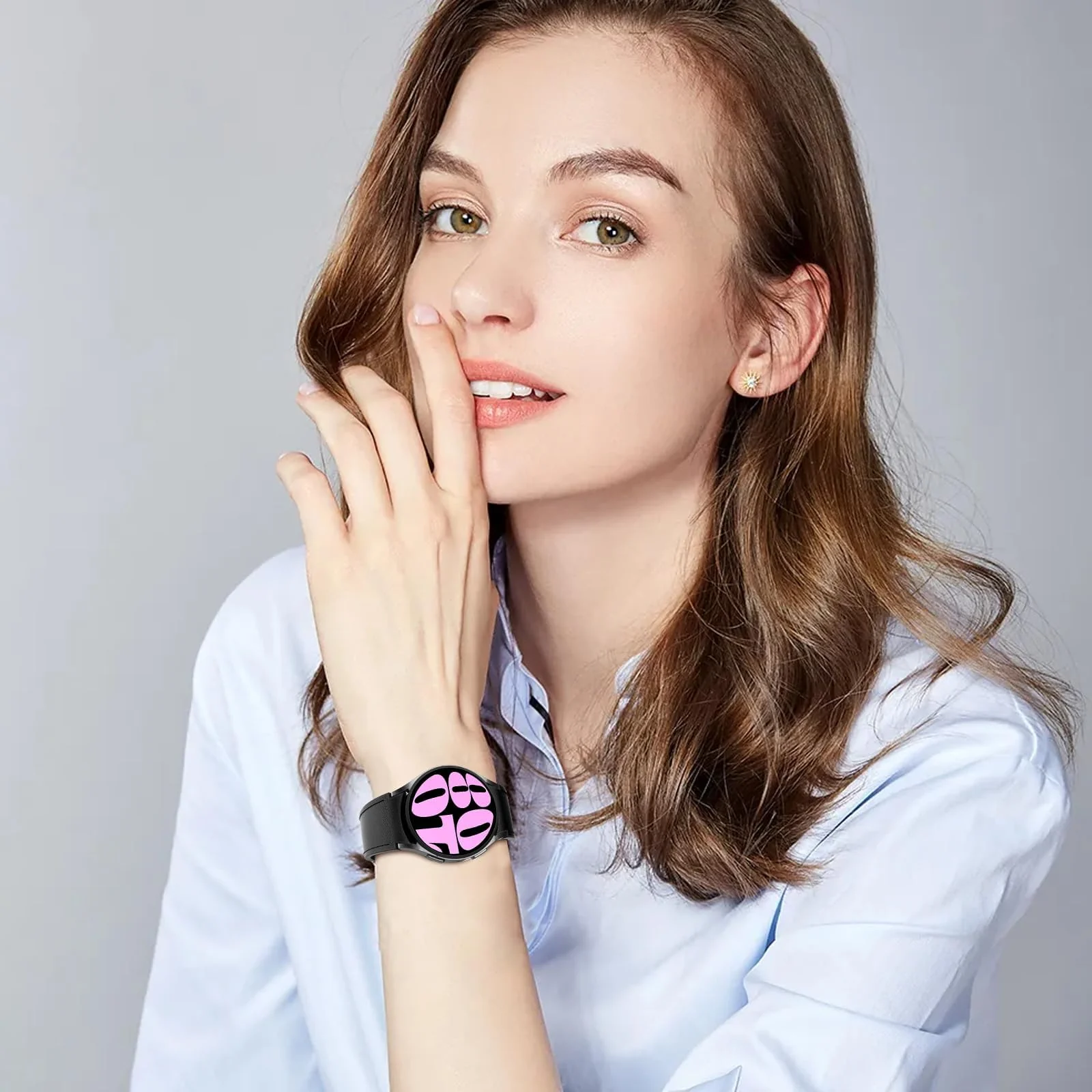 DL3 Mobilak No Gap Leather silicone Bands Compatible with Samsung Galaxy Watch 6 5 4 40mm 44mm, Galaxy Watch 5 Pro Band 45mm/ Watch 6 4 Classic Band 42mm 46mm 43mm 47mm Soft Strap - Black