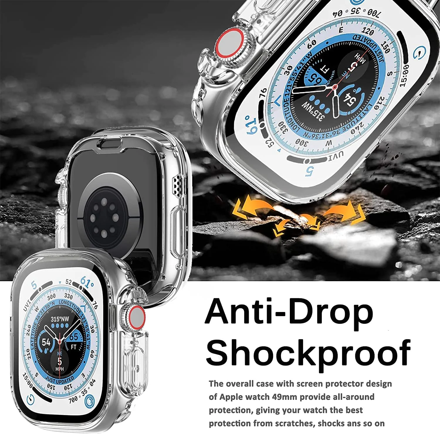 DL3 Mobilak Case Compatible with Apple Watch Ultra 49mm Case Watch Soft TPU Shockproof Cover Slim Guard Thin Bumper Shell Protector - Clear