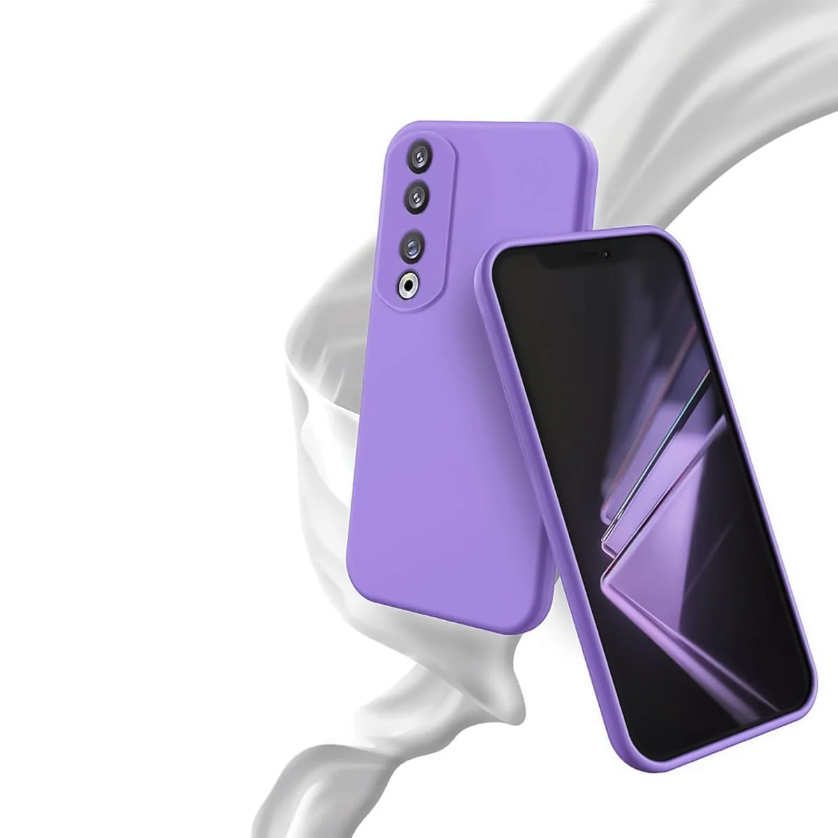 DL3 Mobilak Silicone Protective Case for Honor 90, Shock-absorbing protection, Scratch-resistant surface, Soft microfiber lining - Light Purple