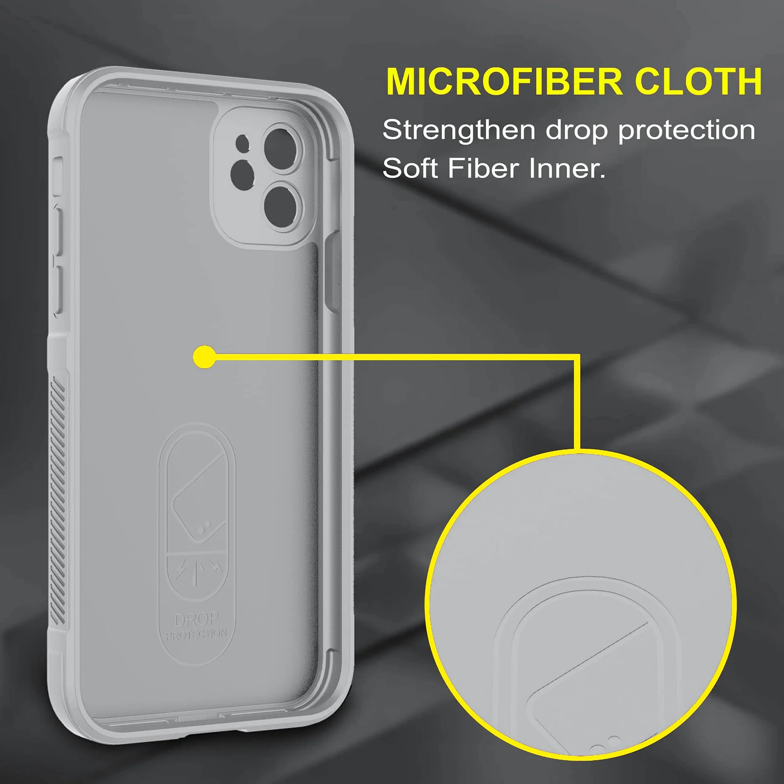 DL3 Mobilak Flexible Silicone and TPU Protective Case with Camera Protection for Apple iPhone 12 - Gray