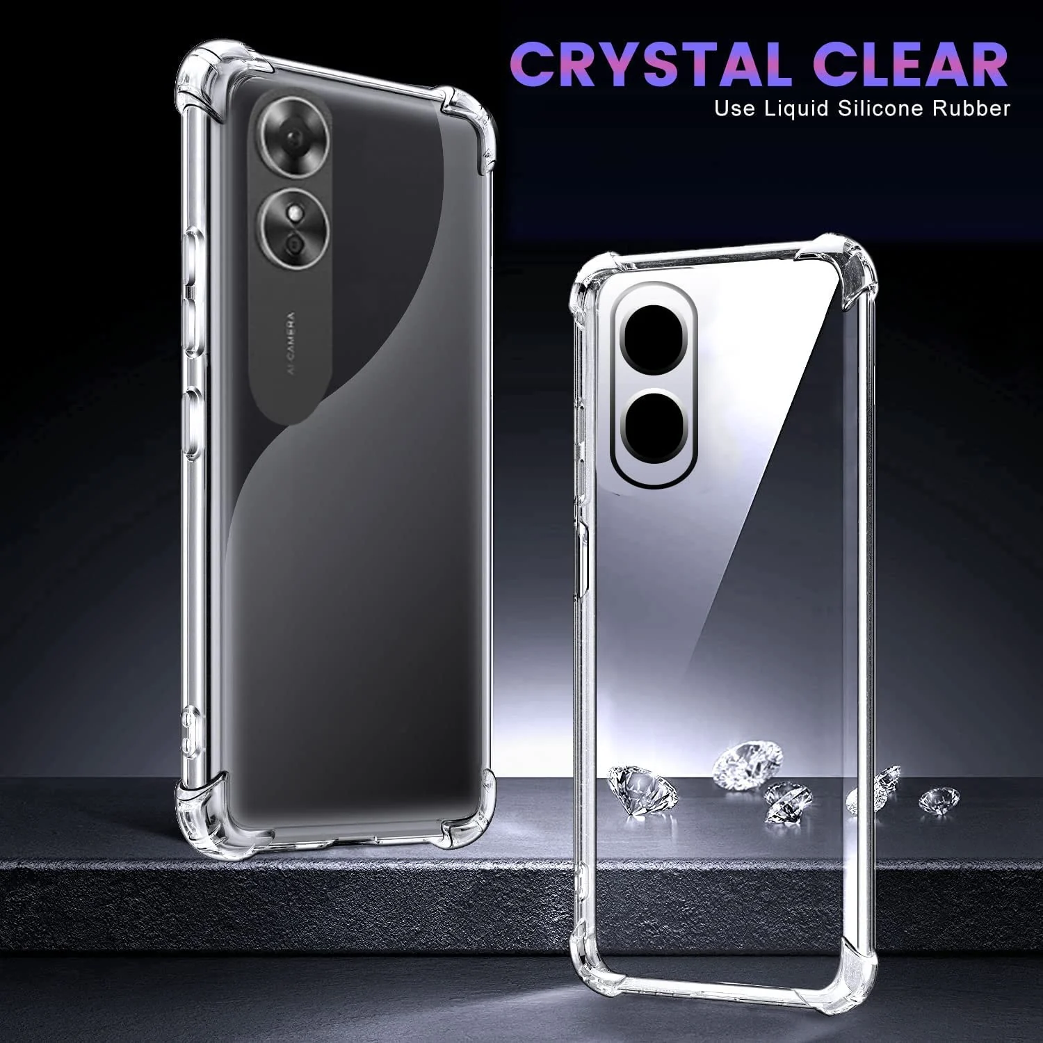 DL3 Mobilak Case Compatible with OPPO A17 / OPPO A17K, Cover Silicone Transparent TPU Gorilla Anti-shock Protector Camera Shockproof Corners - Clear