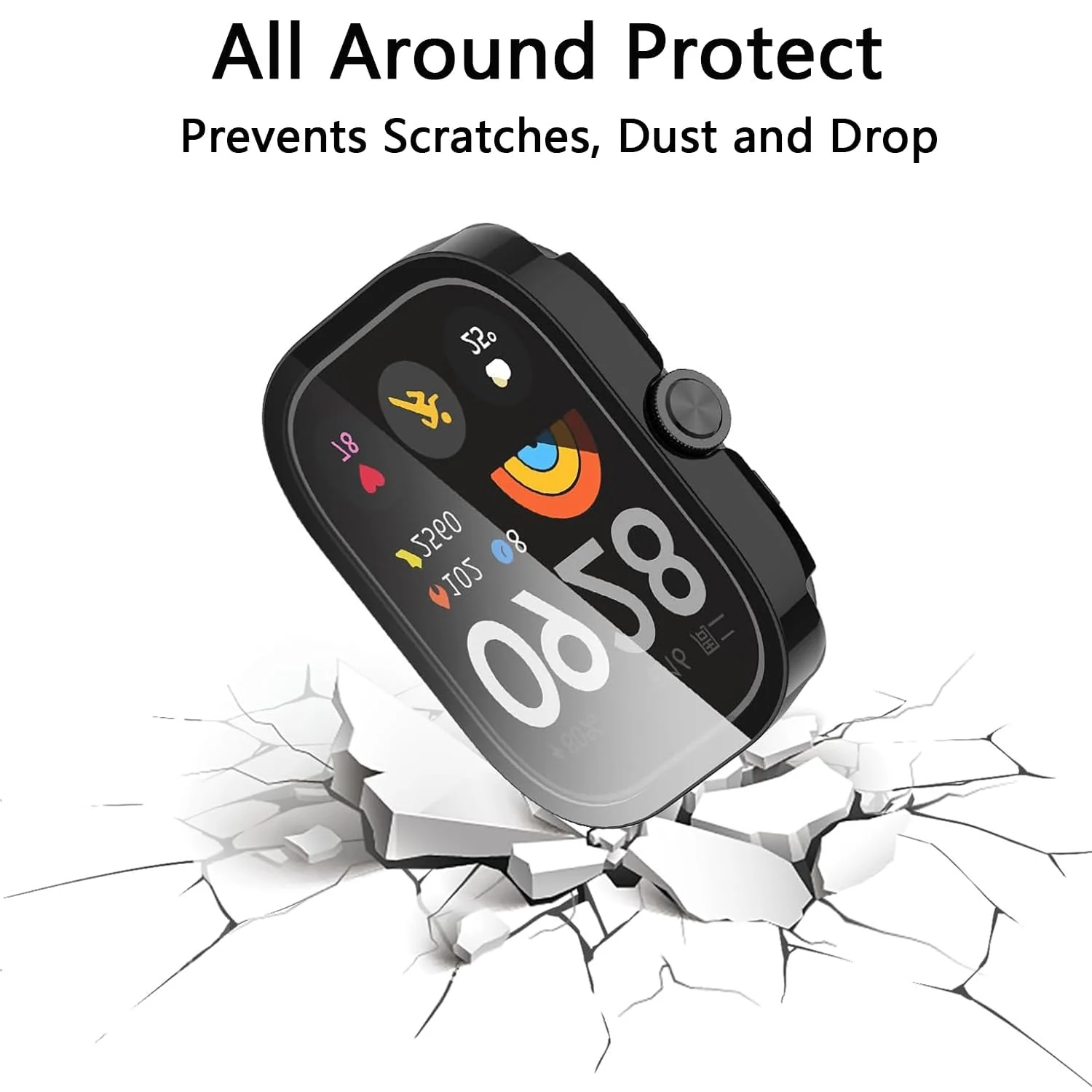 DL3 Mobilak Case Compatible with Xiaomi Redmi Watch 4 Case All-Around with Built-in Screen Protector Watch Soft TPU Shockproof Cover Slim Guard Thin Bumper Shell Protector - Black