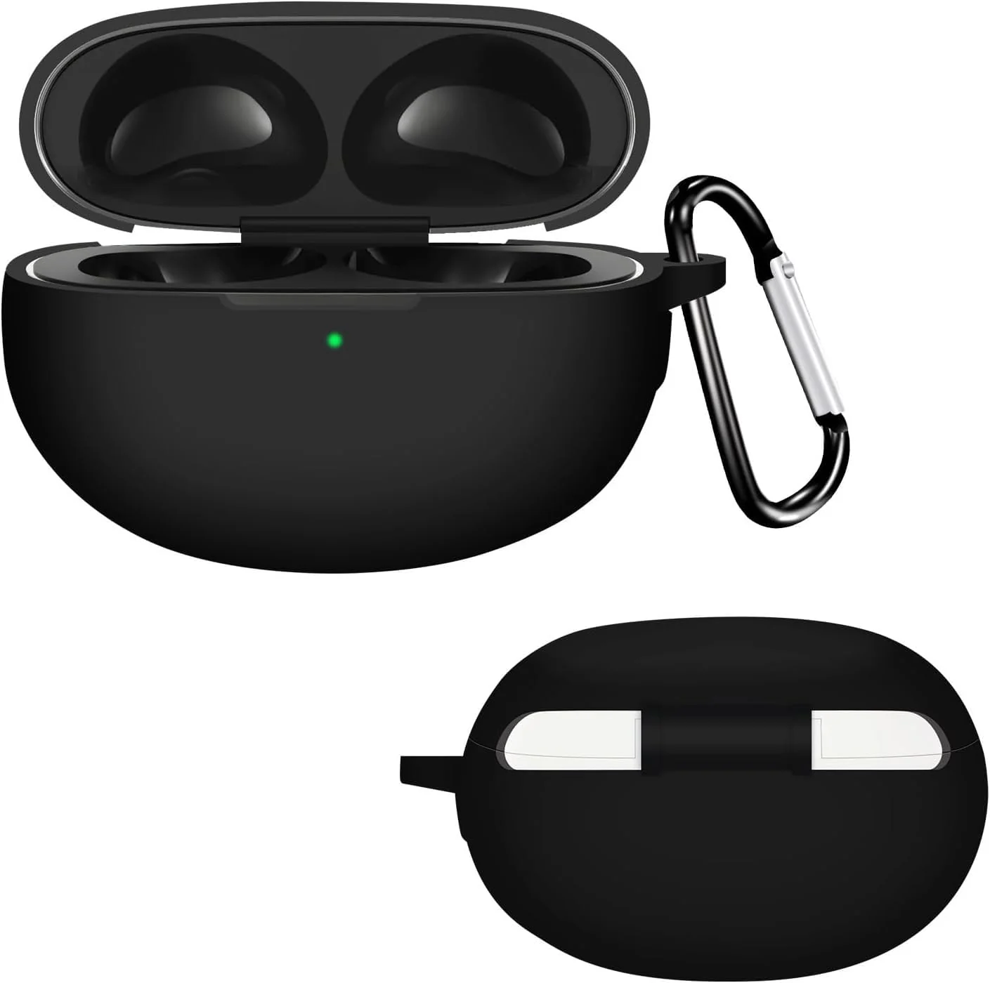 DL3 Mobilak Compatible with realme Buds Air 6 Pro Case Cover, Soft Silicone Shockproof Protective Case Wireless Earbuds with Carabiner, Front LED Visible - Black