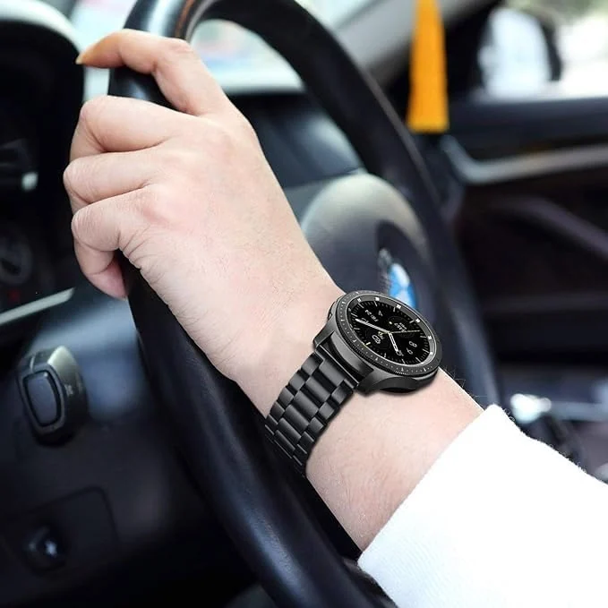 DL3 Mobilak Metal Band 20MM Strap for Samsung Gear Sport, Watch 4/5/5 Pro, S2 Classic, Active 2 40mm 44mm, Amazfit GTS 3/4/4 Mini, Bip 3/Pro/U, GTS 2 Mini/2e - A.Black
