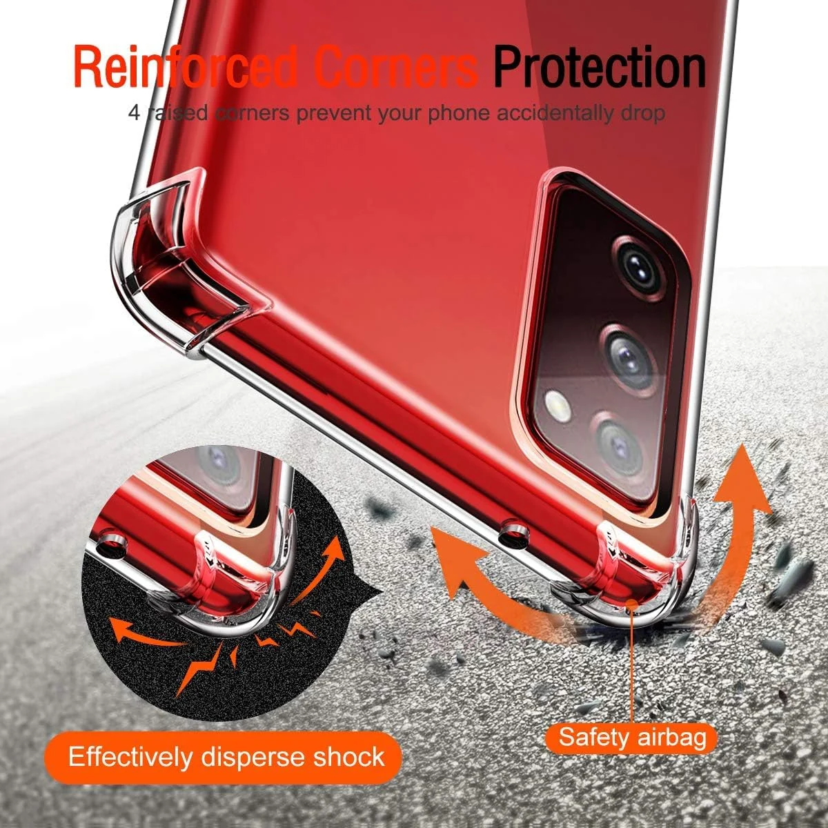 DL3 MOBILAK Anti-Shock Transparent TPU Phone Case for Samsung Galaxy S20 FE, Clear