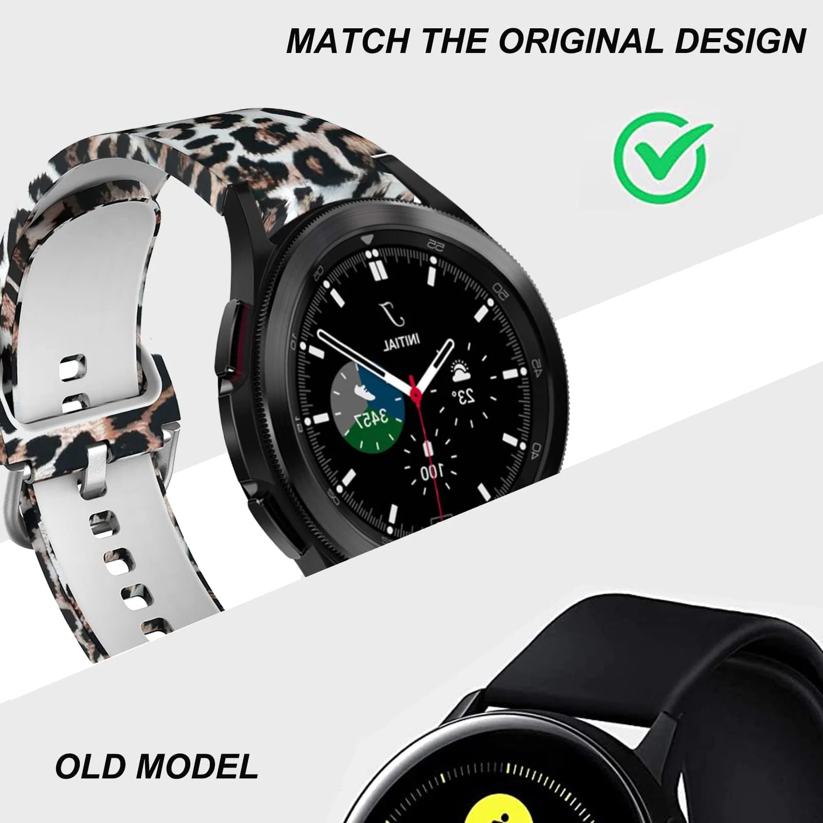 DL3 Mobilak No Gap Bands Compatible with Samsung Galaxy Watch 7 5 4 6 Band 44mm 40mm/Watch 5 Pro 45mm/Galaxy Watch 4 Classic 46mm 42mm Strap,20mm Quick Release Sport Replacement Bands for Women Men - Leopard