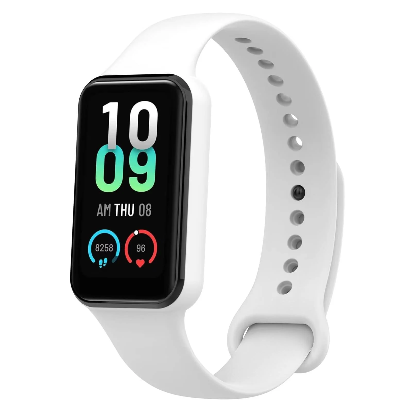 DL3 MOBILAK Sport Band Compatible With Amazfit Band 7 Fitness Tracker Replacement Strap Soft Silicone Wristband Bracelet For Amazfit Band7 - White