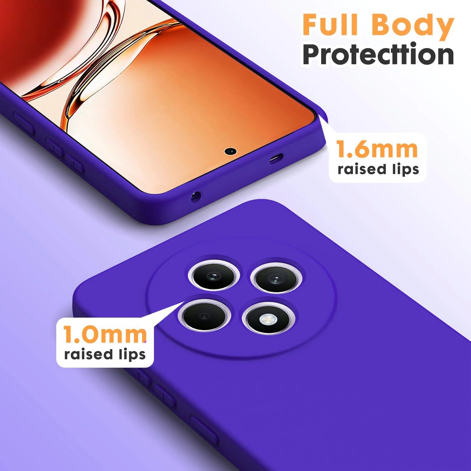 DL3 Mobilak Liquid Silicone Protective Case for OPPO Reno 12F with Camera Protection and Microfiber Lining - Pepsi