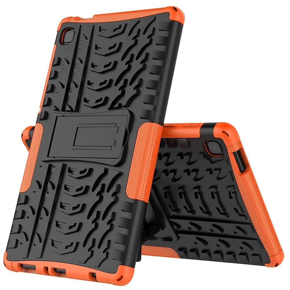 DL3 Mobilak Case For Samsung Galaxy Tab A7 Lite 8.7 Inch 2021 Model (SM-T220/T225/T227), Hybrid Rugged Armor Heavy Duty 2 in 1 TPU + PC Combo Dual Layer Shockproof Case with Kickstand - Orange