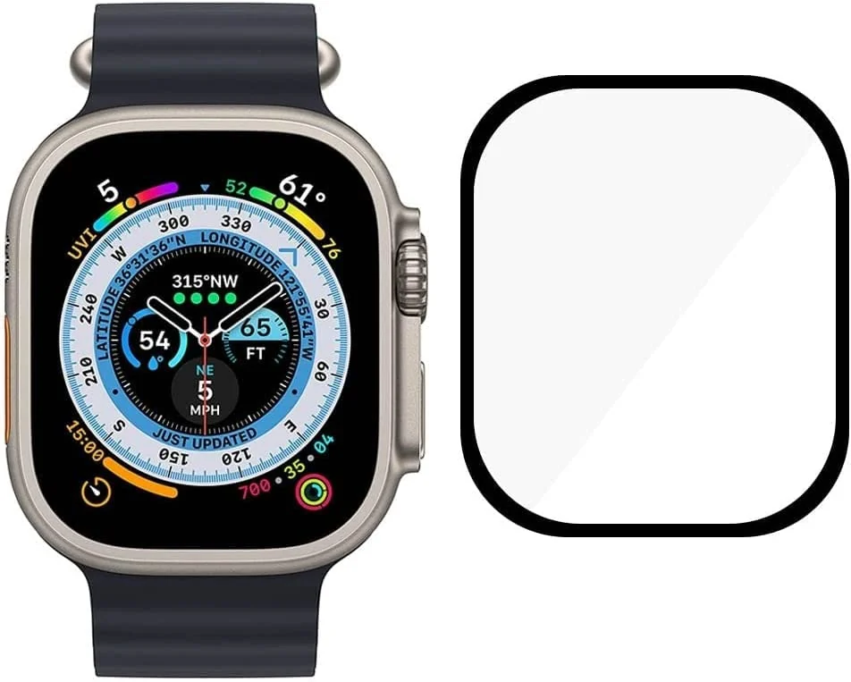 DL3 Mobilak Screen Protector For Apple Watch Series 8 Ultra 49mm, 3D Curved Soft Edge Protective Film [Anti-Scratch] [Bubble Free] [Ultra Shatterproof] [High Sensitive] (Nont-Tempered Glass) - Black