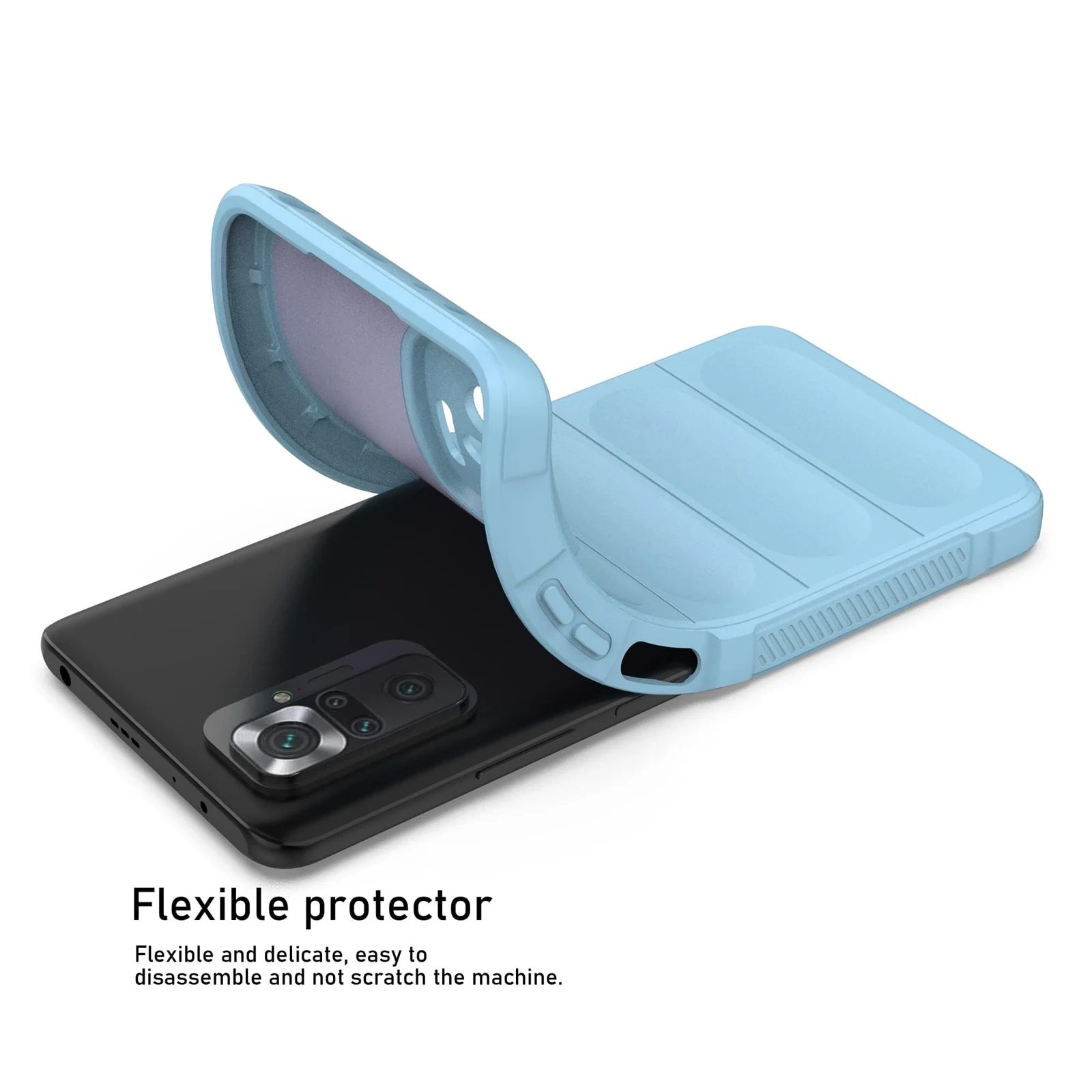 DL3 Mobilak Flexible Silicone and TPU Protective Case with Camera Protection for Xiaomi Redmi Note 10 Pro / Note 10 Pro Max - Baby Blue