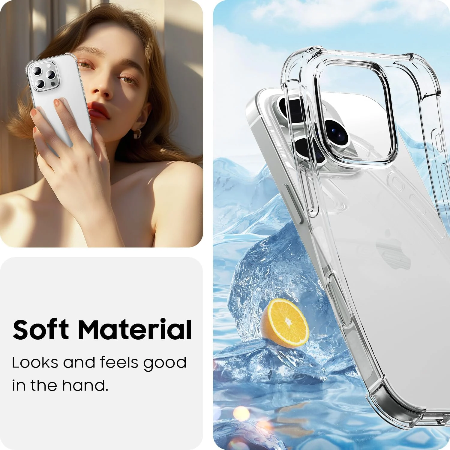 DL3 Mobilak Clear TPU Protective Case for iPhone with Camera Protection and Shockproof Design - Clear