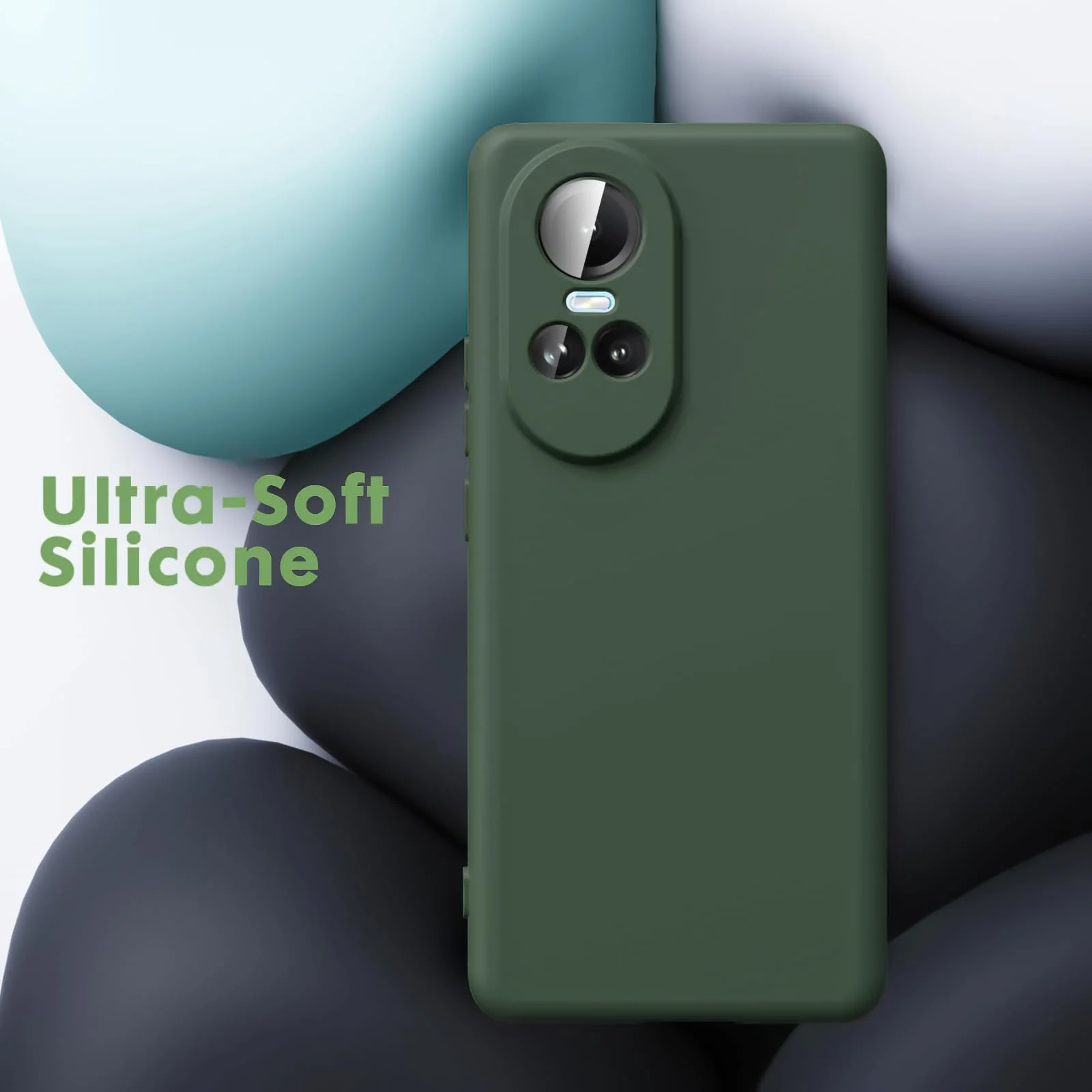 DL3 Mobilak Liquid Silicone Protective Case with Soft Microfiber Lining with Full Camera Protection for OPPO Reno 10 5G / OPPO Reno 10 Pro 5G - Green