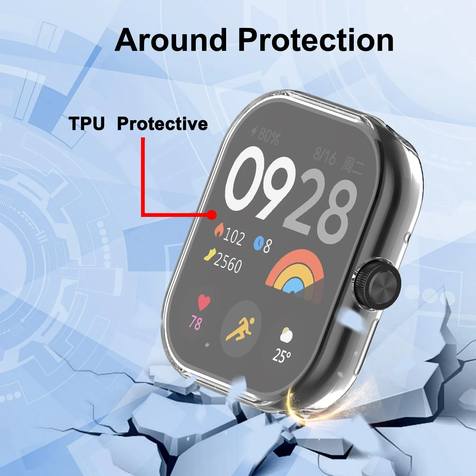 DL3 Mobilak Case Compatible with Xiaomi Redmi Watch 4 Case All-Around with Built-in Screen Protector Watch Soft TPU Shockproof Cover Slim Guard Thin Bumper Shell Protector - Clear