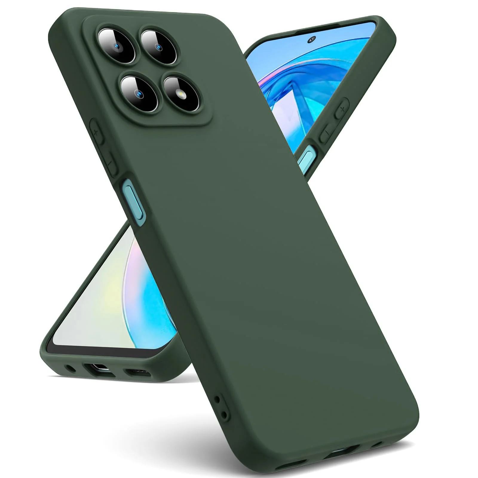 DL3 Mobilak Liquid Silicone Protective Case with Soft Microfiber Lining with Full Camera Protection for Honor X8A - Green