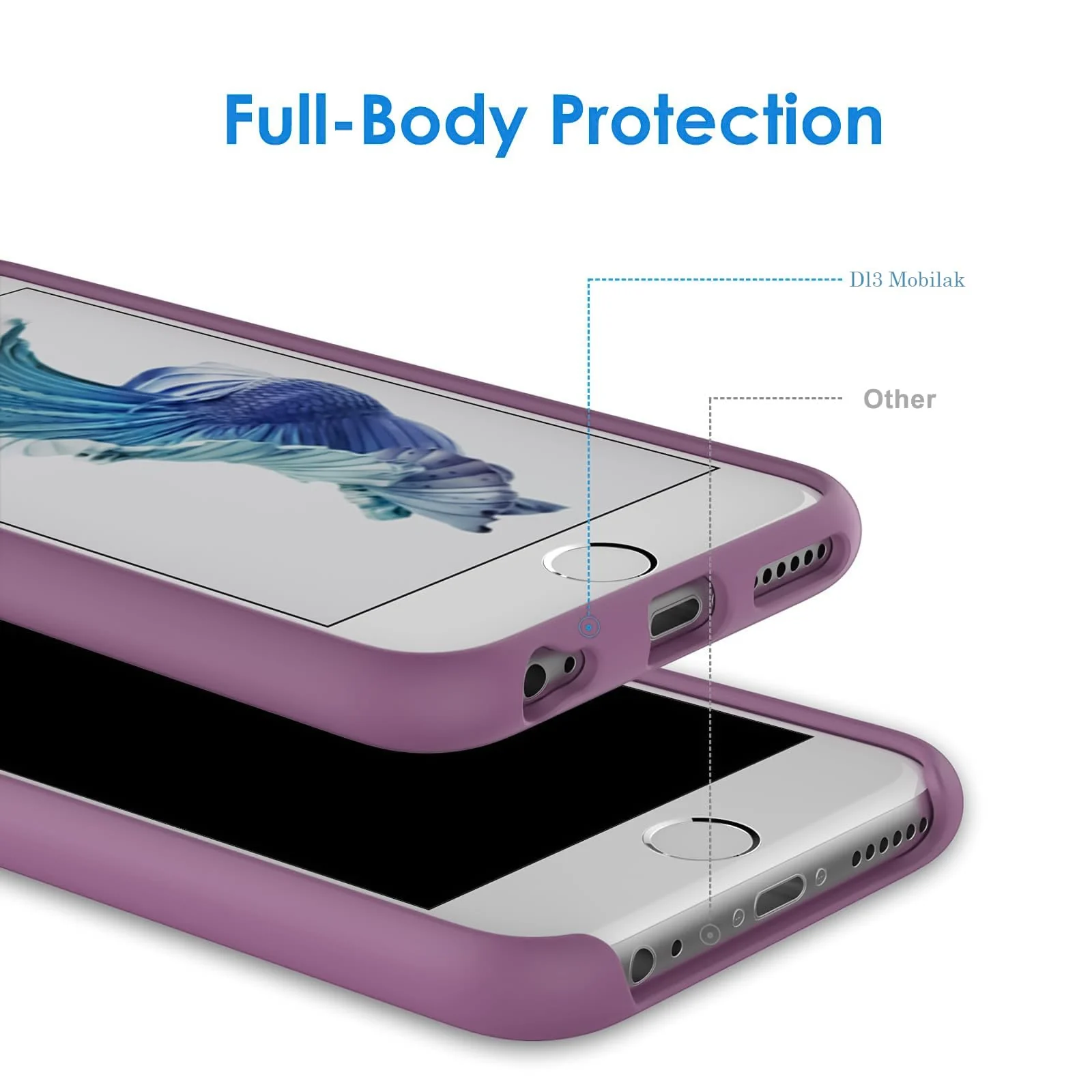 DL3 Mobilak Liquid Silicone Protective Case for iPhone 6 / 6S with Camera Protection and Microfiber Lining - Cashmere