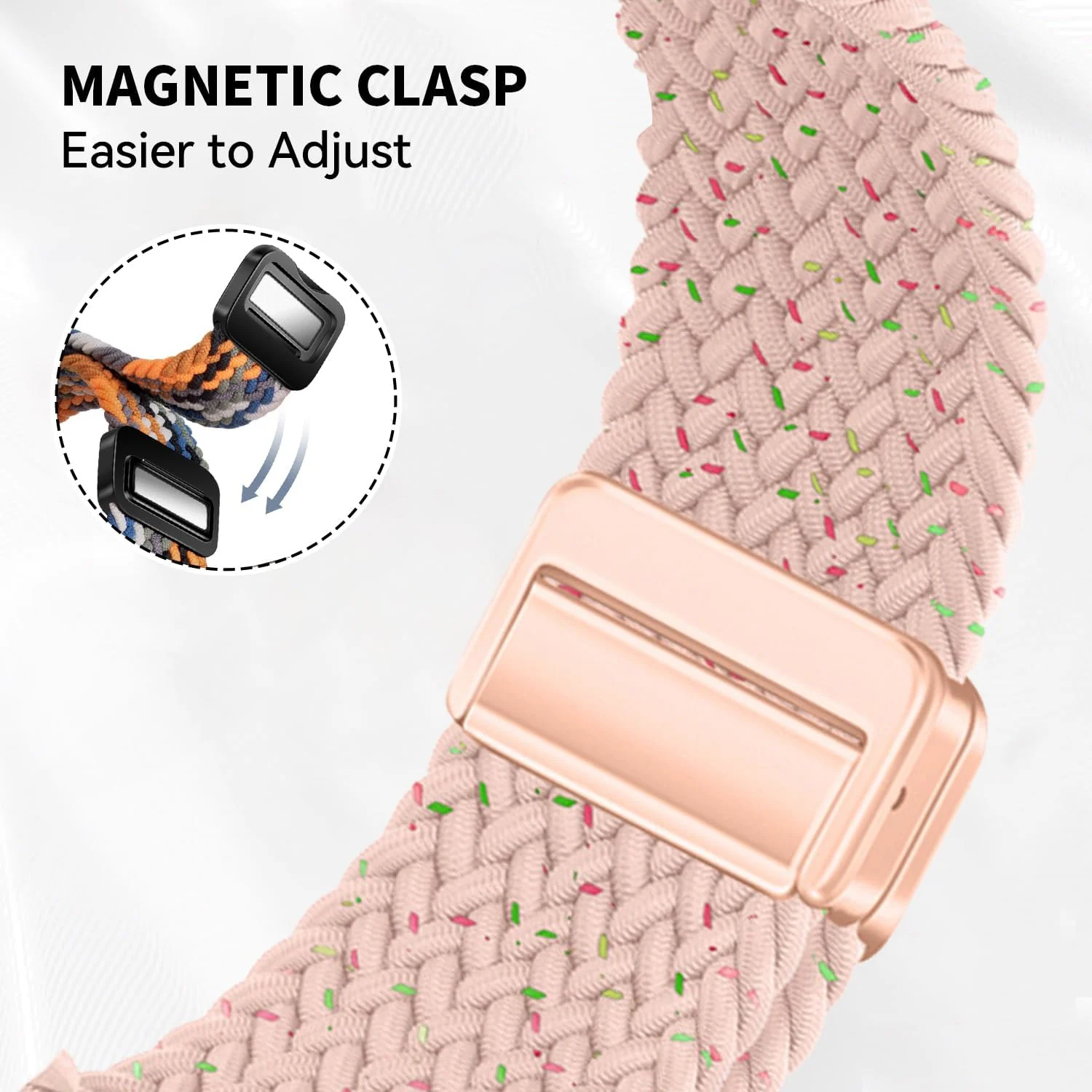DL3 Mobilak 22mm Magnetic Band for Redmi Watch 5 Active/5 Lite/Samsung Galaxy Watch 3 45mm/Watch 46mm/Gear S3/Huawei watch GT6 GT5 46MM/GT2E/GT6 Pro/GT 5 Pro/Amazfit GTR 4/3, Stretchy Braided Nylon Sport Strap - A-spring Cherry