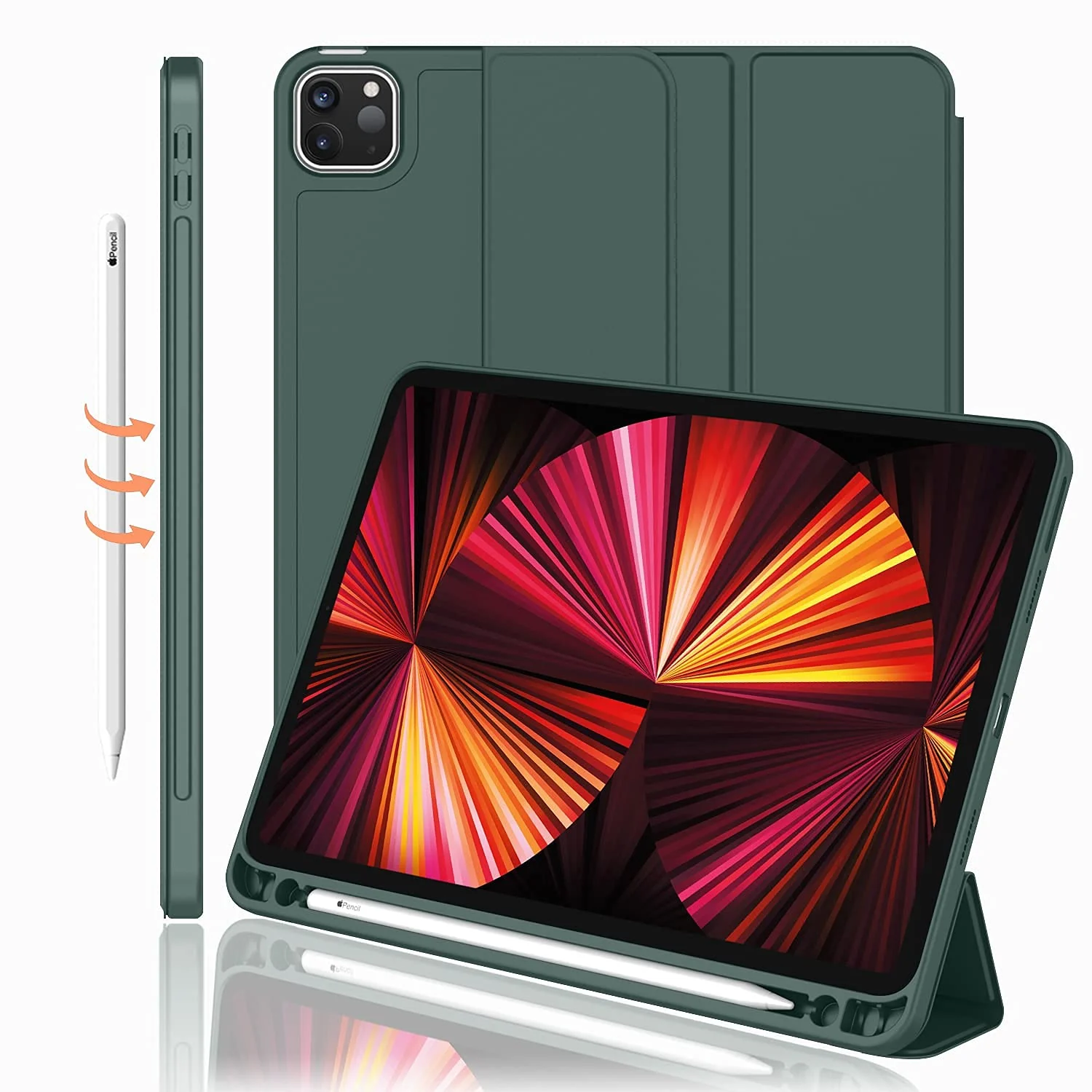 DL3 Mobilak iPad Pro 11 Inch Case 2022(4th Gen)/2021(3rd Gen)/2020(2nd Gen) with Pencil Holder, Smart iPad Case [Support Touch ID and Auto Wake/Sleep] with Auto 2nd Gen Pencil Charging - Green