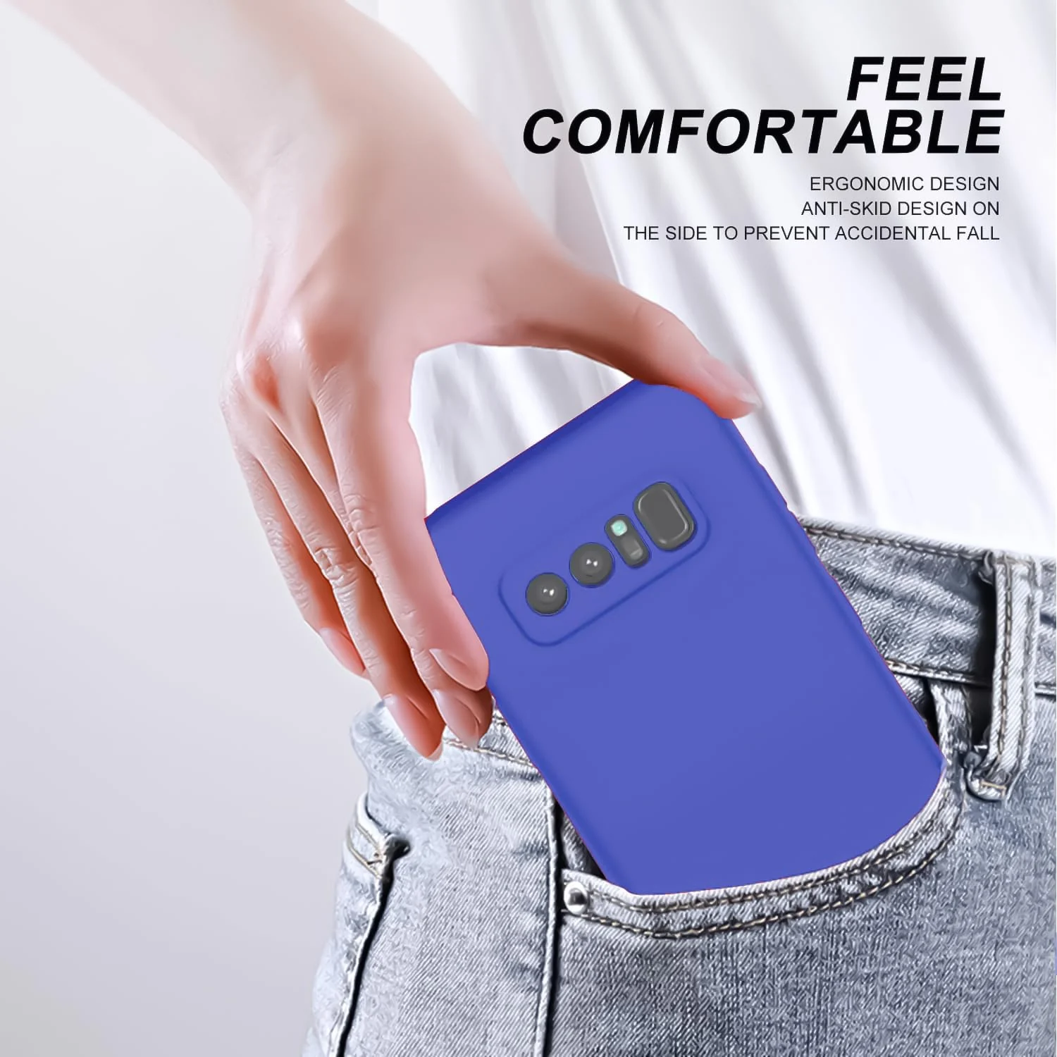 DL3 Mobilak Liquid Silicone Protective Case with Soft Microfiber Lining with Full Camera Protection for Samsung Galaxy Note 8 - Light Blue