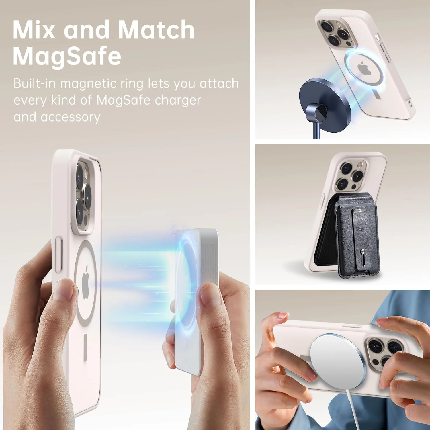DL3 Mobilak Clear MagSafe-Compatible Magnetic Case for iPhone 15 Pro Max with Magnetic Car-Mount Support and Military-Grade Protection - Titanium