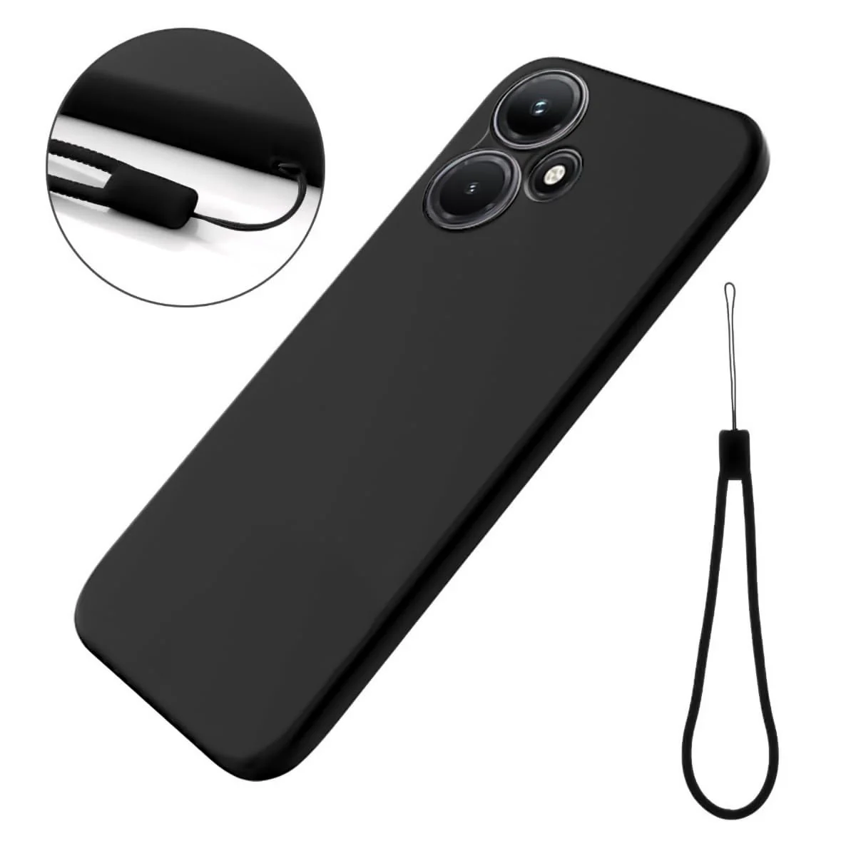 DL3 Mobilak Liquid Silicone Protective Case with Soft Microfiber Lining with Full Camera Protection for Infinix Hot 30i - Black