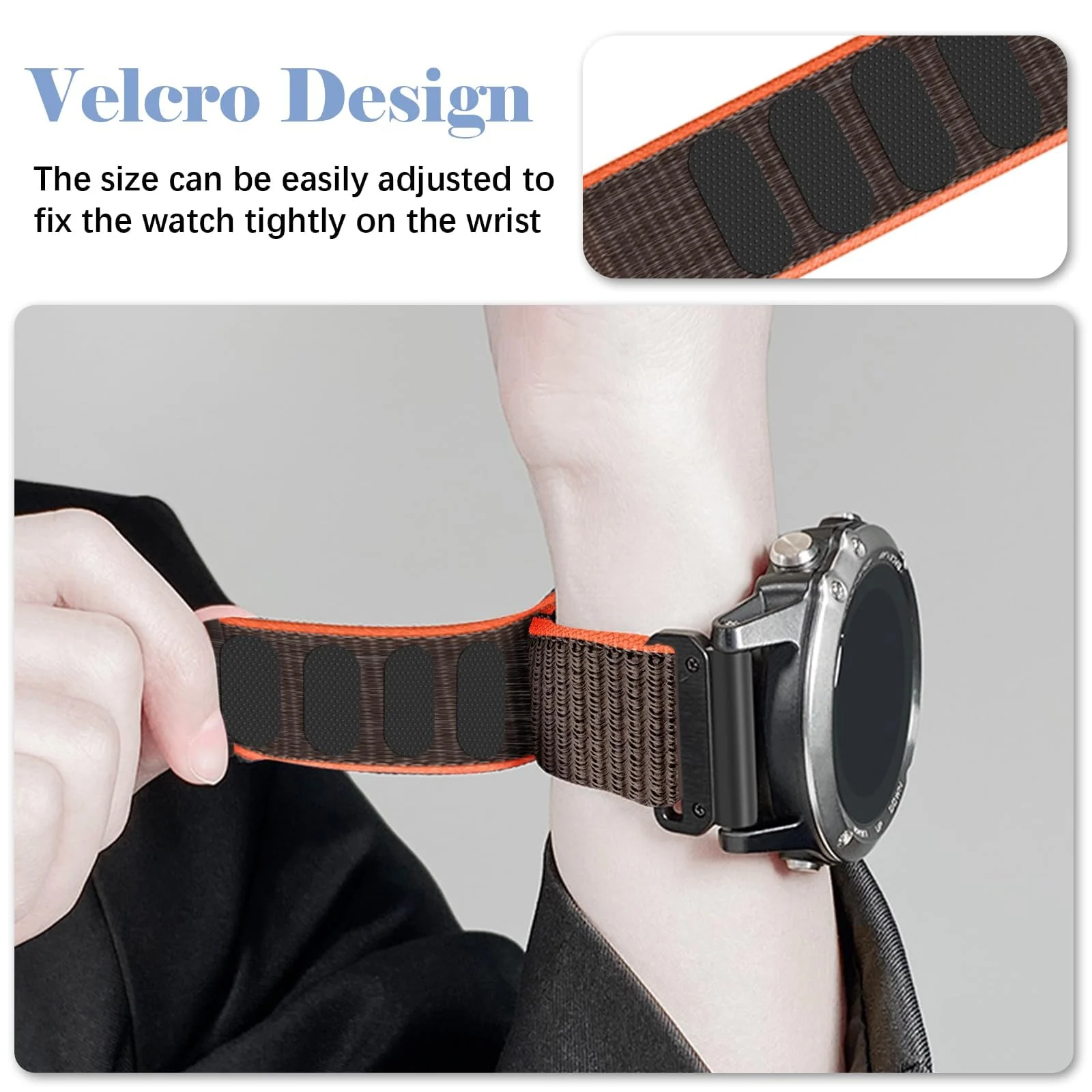 DL3 MOBILAK Elastic Nylon Watch Strap for Huawei Watch Fit 3 / Fit 4 / Fit 4 Pro / Fit 5 / Fit 5 Pro, Gray*Orange