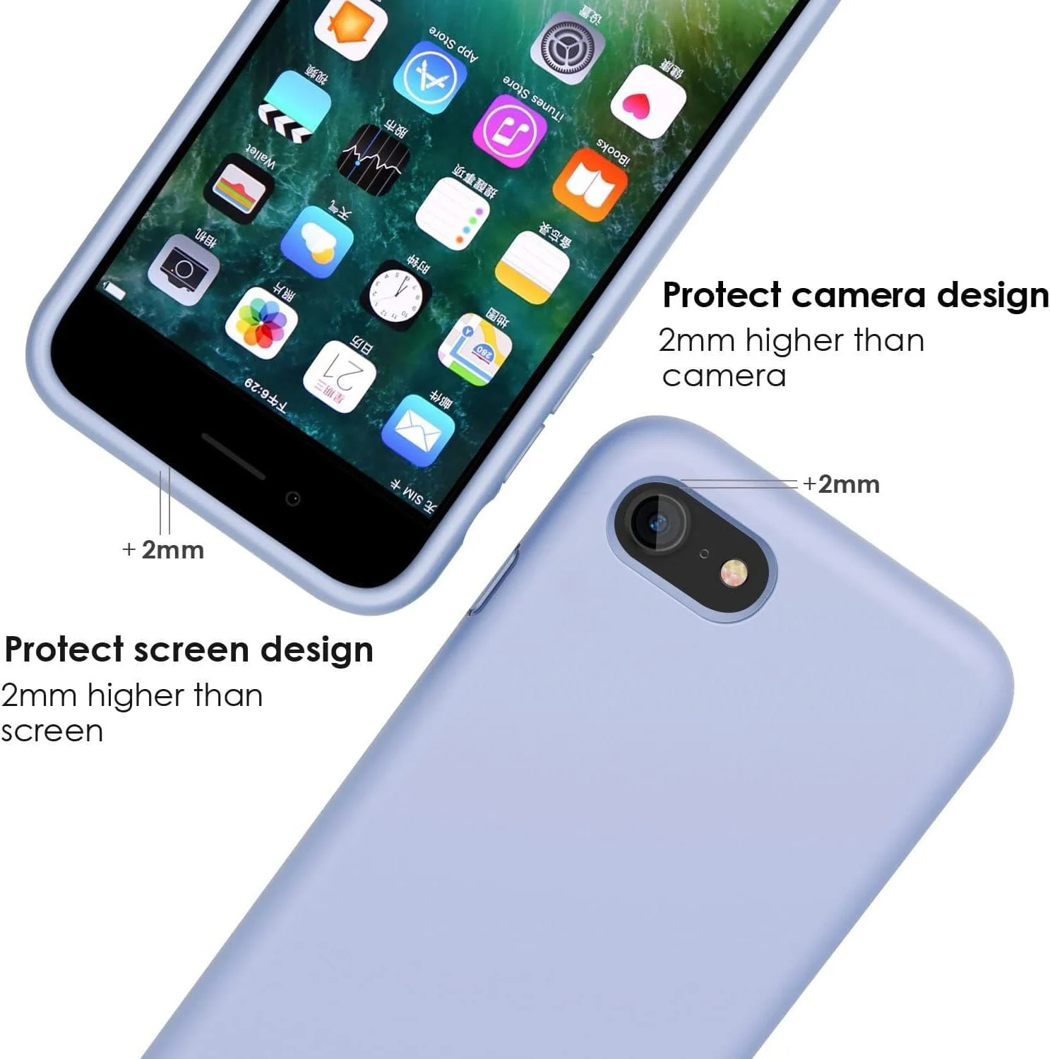 DL3 Mobilak Liquid Silicone Protective Case for iPhone 6 / 6S with Camera Protection and Microfiber Lining - Baby Blue