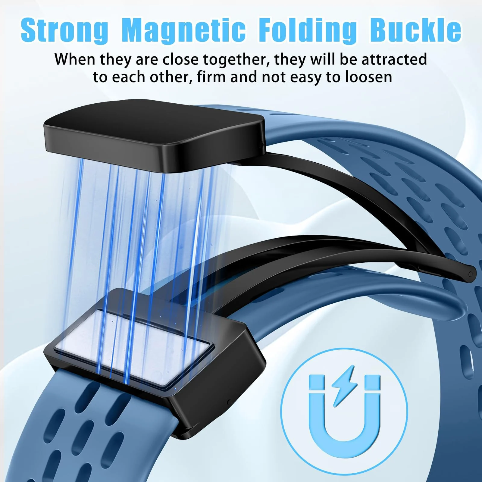 DL3 Mobilak 18mm Silicone Strap For Huawei Watch GT 6 41mm/GT 5 Pro 42 mm/GT 5 41mm/GT4 41 mm/Watch 5 42mm Magnetic Metal Buckle Sport Silicone Breathable Strap, Band Soft Replacment Wristband - Star Blue