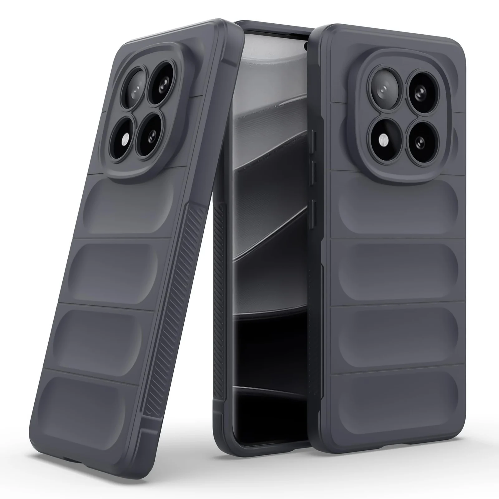DL3 Mobilak Flexible Silicone and TPU Protective Case with Camera Protection for Xiaomi Redmi Note 14 Pro Plus 5G - Dark Gray