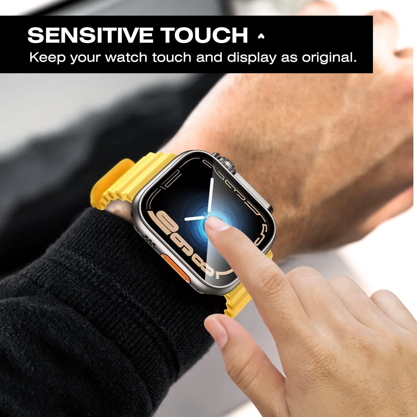 DL3 Mobilak Apple Watch 45mm Screen Protector Case, Built-in Tempered Glass Screen for iWatch Series 9 8 7 (Titanium) - Ultra-Like Design - Titanium