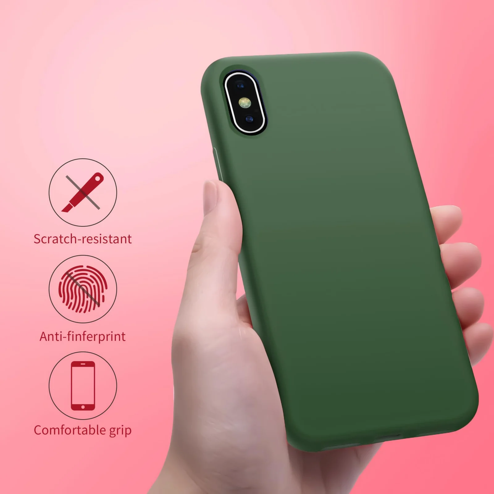 DL3 Mobilak Liquid Silicone Case for iPhone XS Max, Shock-absorbing protection, Scratch-resistant surface, Soft microfiber lining - A.Green