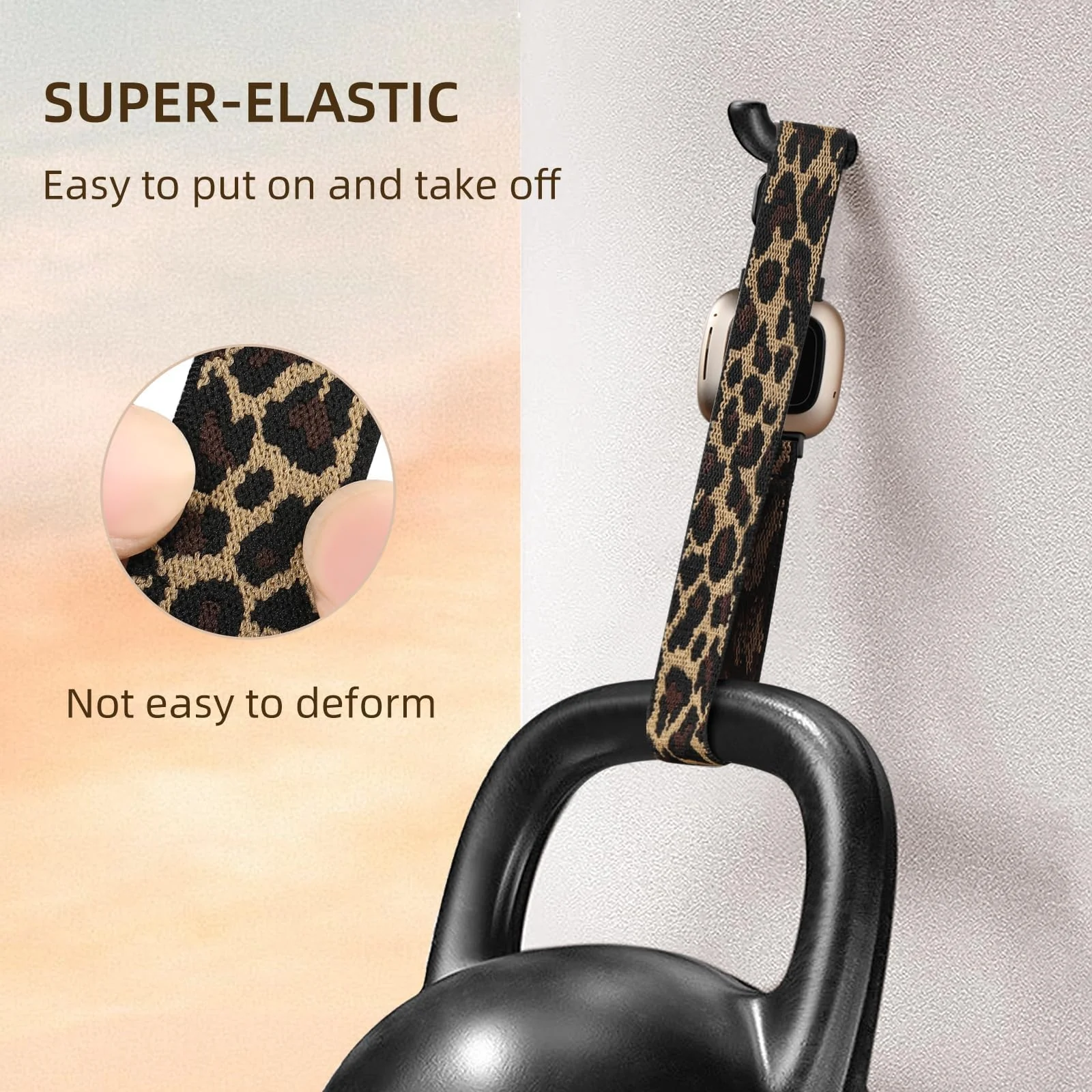 DL3 Mobilak Strap Compatible with Honor Band 7 / Huawei Band 7, Soft Elastic Nylon Straps, Adjustable Stretchy Sports Replacement Bracelets Wristbands for Women Men - Leopard
