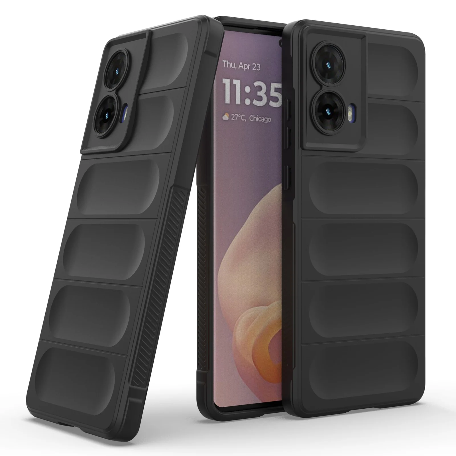 DL3 Mobilak Silicone Case for Motorola Moto G85 5G / Motorola Edge 50 Fusion Heavy Duty Protective [Slim Fit] Shockproof Soft Protective Shock-Absorption TPU Cover With Camera Protection - Black