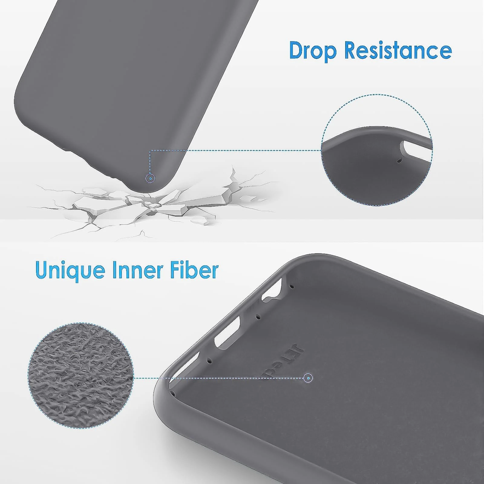 DL3 Mobilak Liquid Silicone Case for iPhone 6 / 6S, Shock-absorbing protection, Scratch-resistant surface, Soft microfiber lining - A.Gray