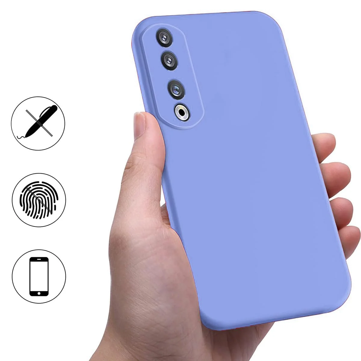 DL3 Mobilak Soft Silicone Protective Case for Honor 90 with Microfiber Lining and Shockproof Design - Baby Blue