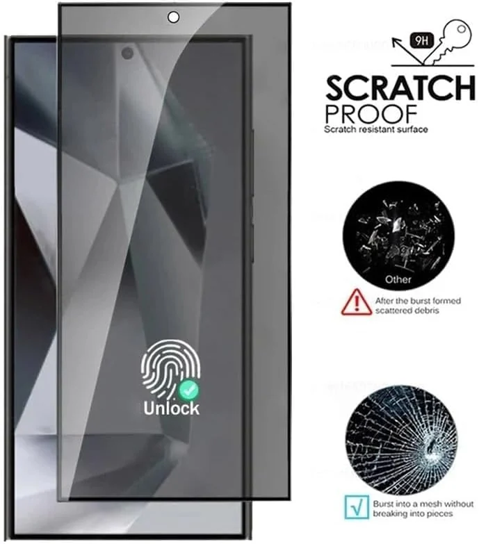 DL3 Mobilak Samsung Galaxy S25 Ultra Privacy Screen Protector, Anti-Spy 9H Hardness Tempered Glass Film [Case Friendly] [Bubble Freee] - Black