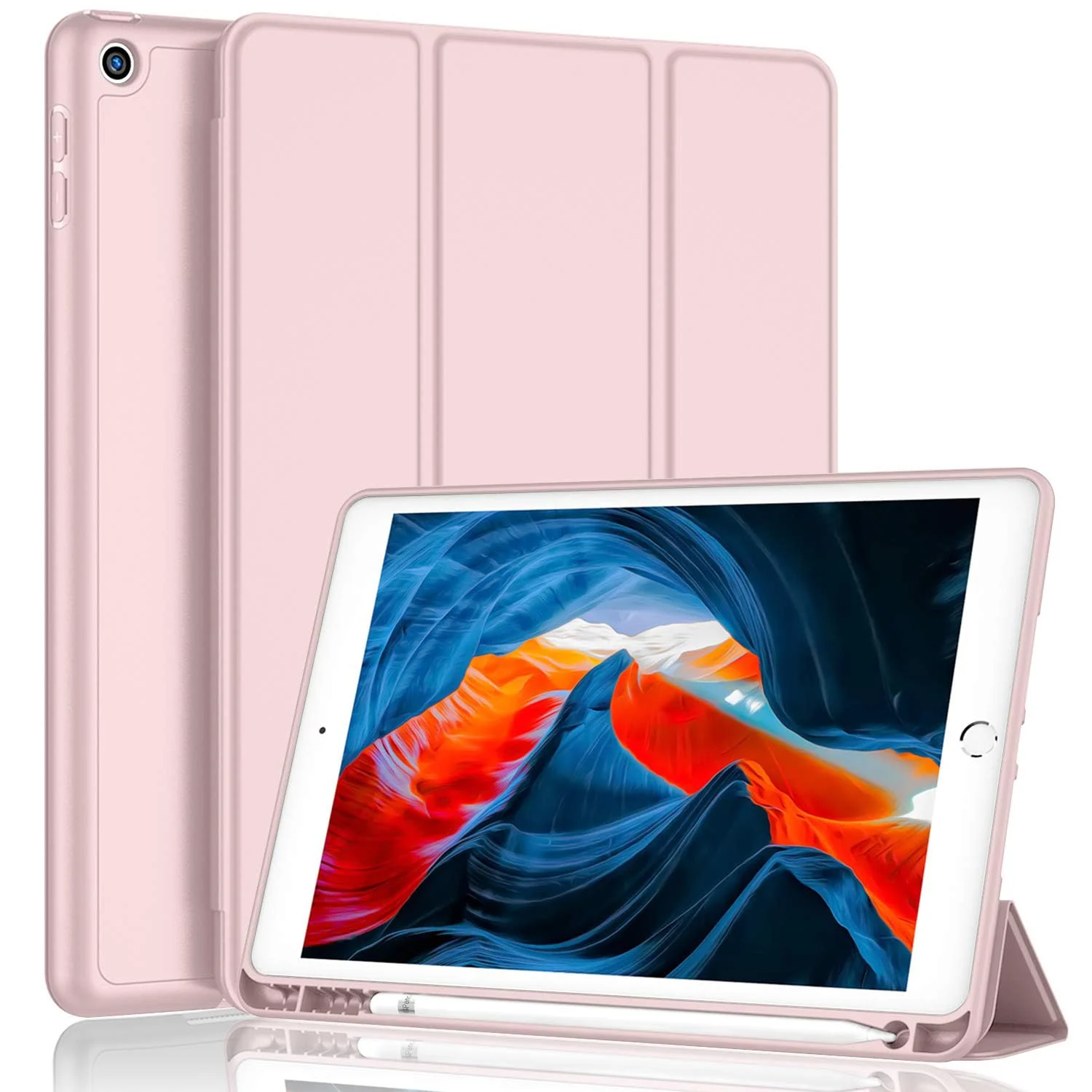 DL3 Mobilak Case For iPad 9.7-inch, (2018/2017), iPad Pro 9.7 Inch 2016, iPad Air 2nd/1st Smart Cover with Pencil Holder and Soft Silicone Back, Full Body Protection, Auto Wake/Sleep - Pink Sand