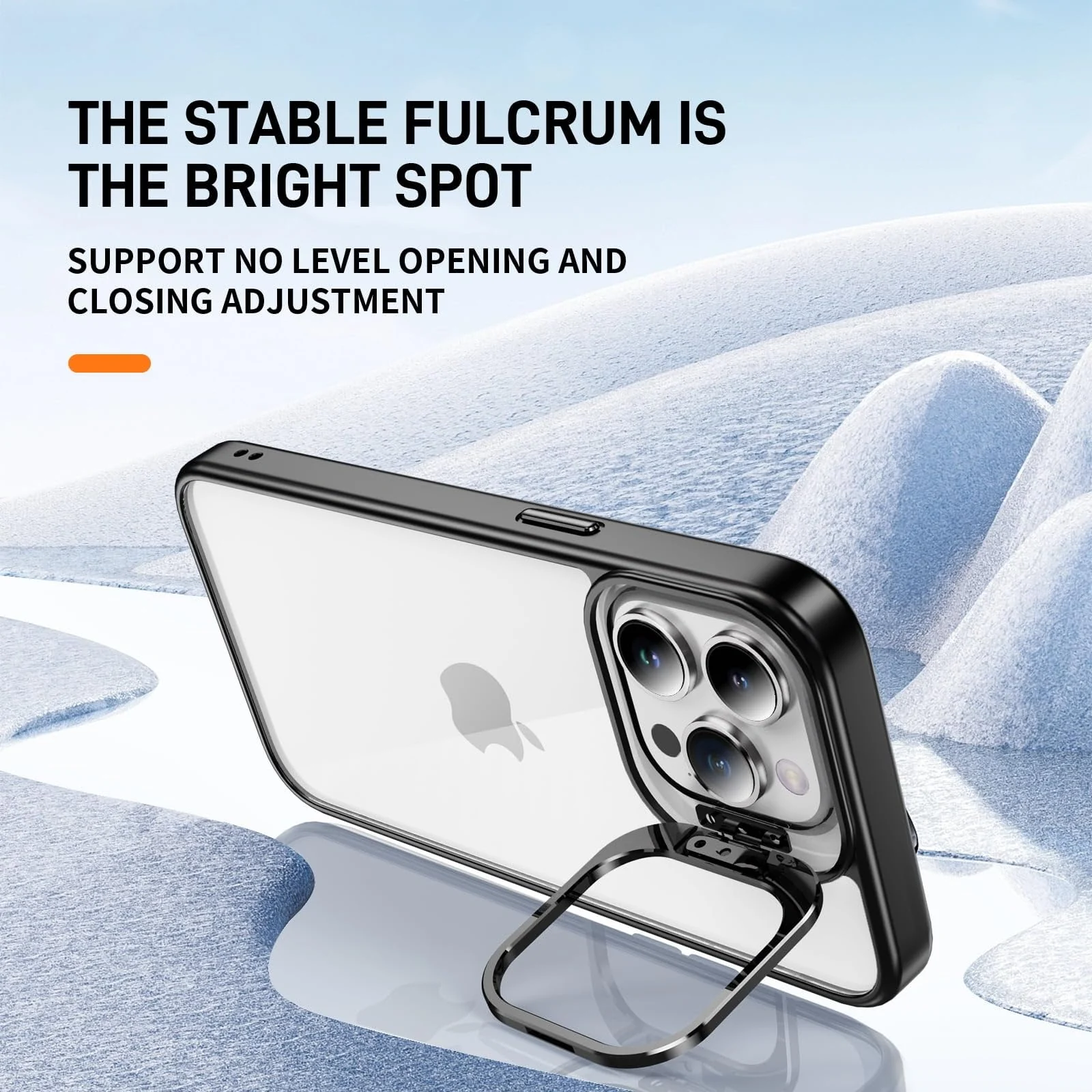 DL3 Mobilak Clear PC and TPU Case with Camera Ring Kickstand and Lens Protector for iPhone 12 / iPhone 12 Pro - Black