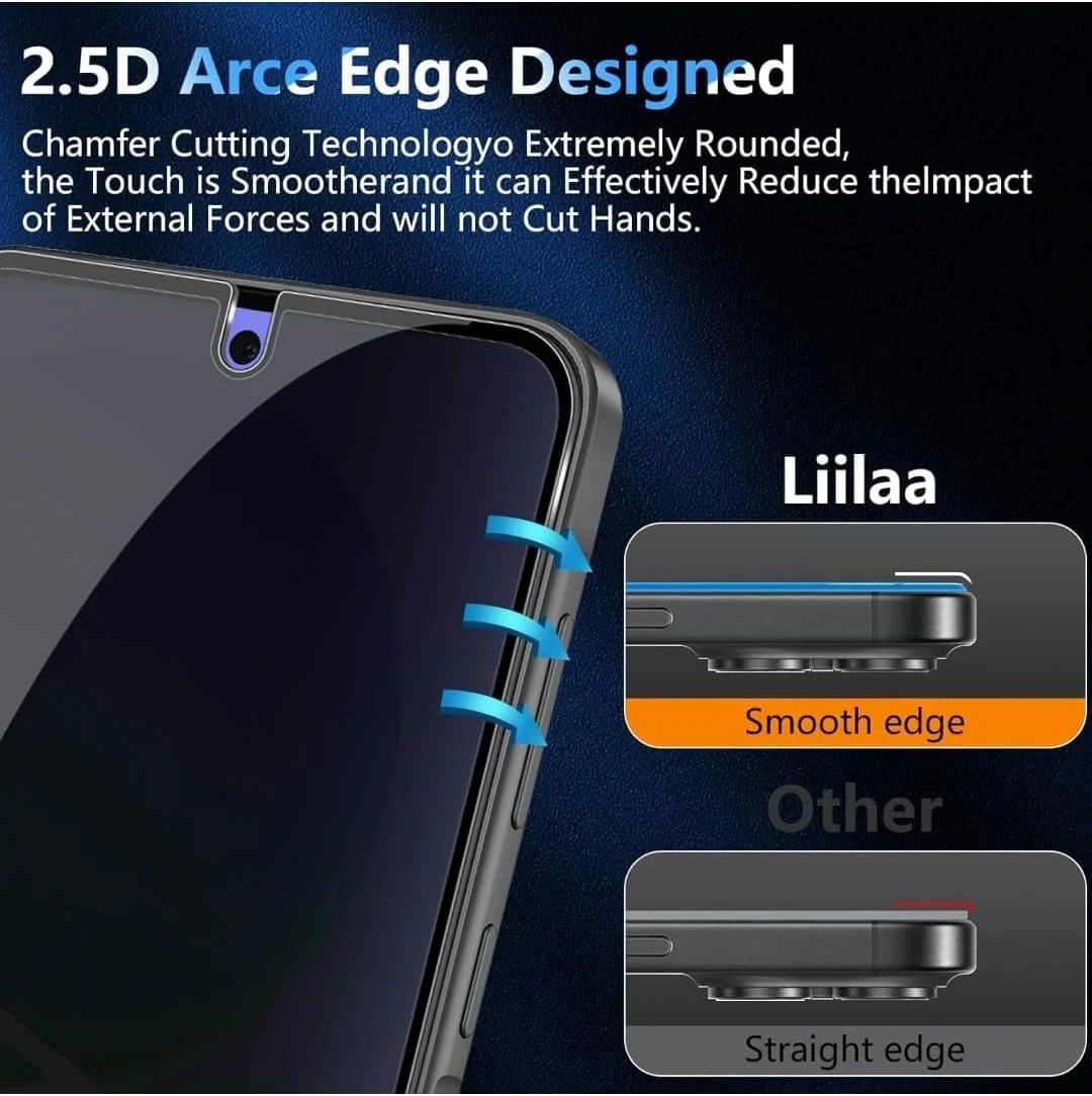 DL3 Mobilak Samsung Galaxy A56 / Samsung Galaxy A36 Privacy Screen Protector, Does not support fingerprint, Anti-Spy 9H Hardness Tempered Glass Film [Case Friendly] [Bubble Free] - Black