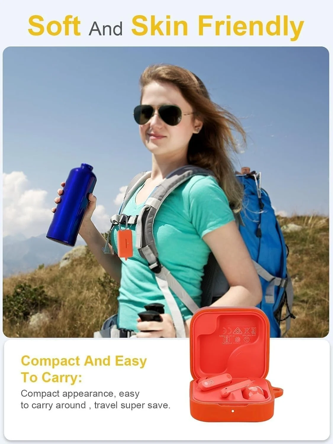 DL3 Mobilak Compatible with Nothing CMF Buds 2a Case Cover, Soft Silicone Shockproof Protective Case Wireless Earbuds with Carabiner, Front LED Visible - Red