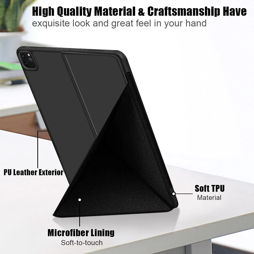 DL3 Mobilak Compatible with iPad Pro 11 Inch Case 2022(4th Gen)/2021(3rd Gen)/2020(2nd Gen) Case, Smart Stand, Pencil Holder, Shockproof Slim Lightweight Leather Cover, Modern Abstract Design - Black