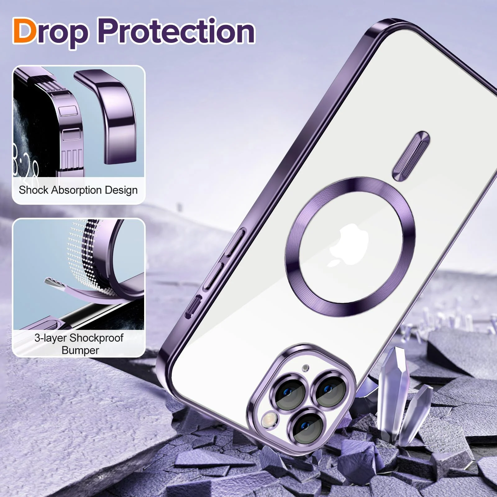 DL3 Mobilak Plated-Edge Protective Case for iPhone 11 Pro 5.8-Inch, Compatible with MagSafe accessories, Supports wireless charging, Shock-absorbing protection - Deep Purple