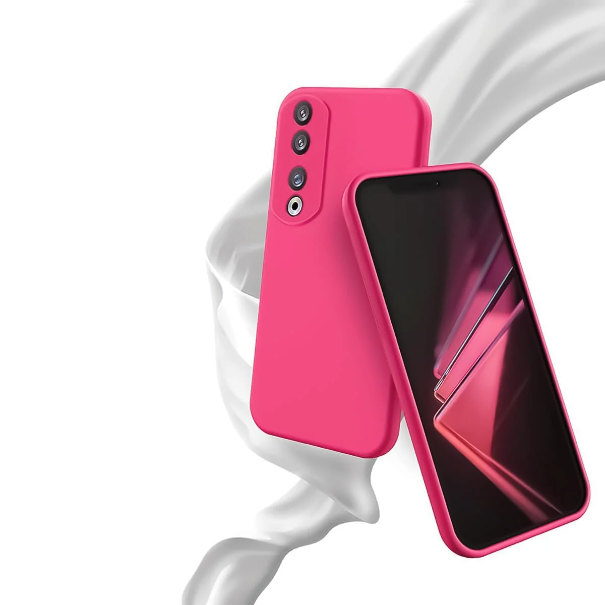 DL3 Mobilak Silicone Protective Case for Honor 90, Shock-absorbing protection, Scratch-resistant surface, Soft microfiber lining - Hot Pink