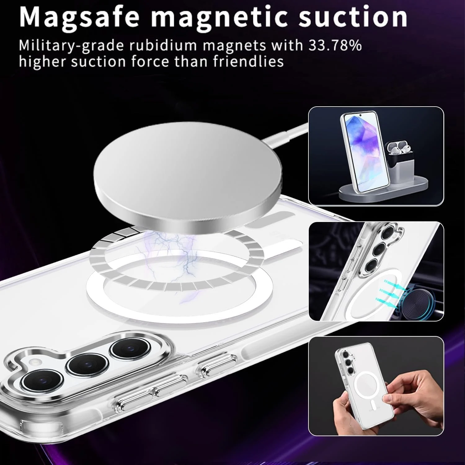 DL3 Mobilak for Samsung Galaxy A55 5G Case [Compatible with MagSafe] Slim Magnetic Bumper Case - Clear