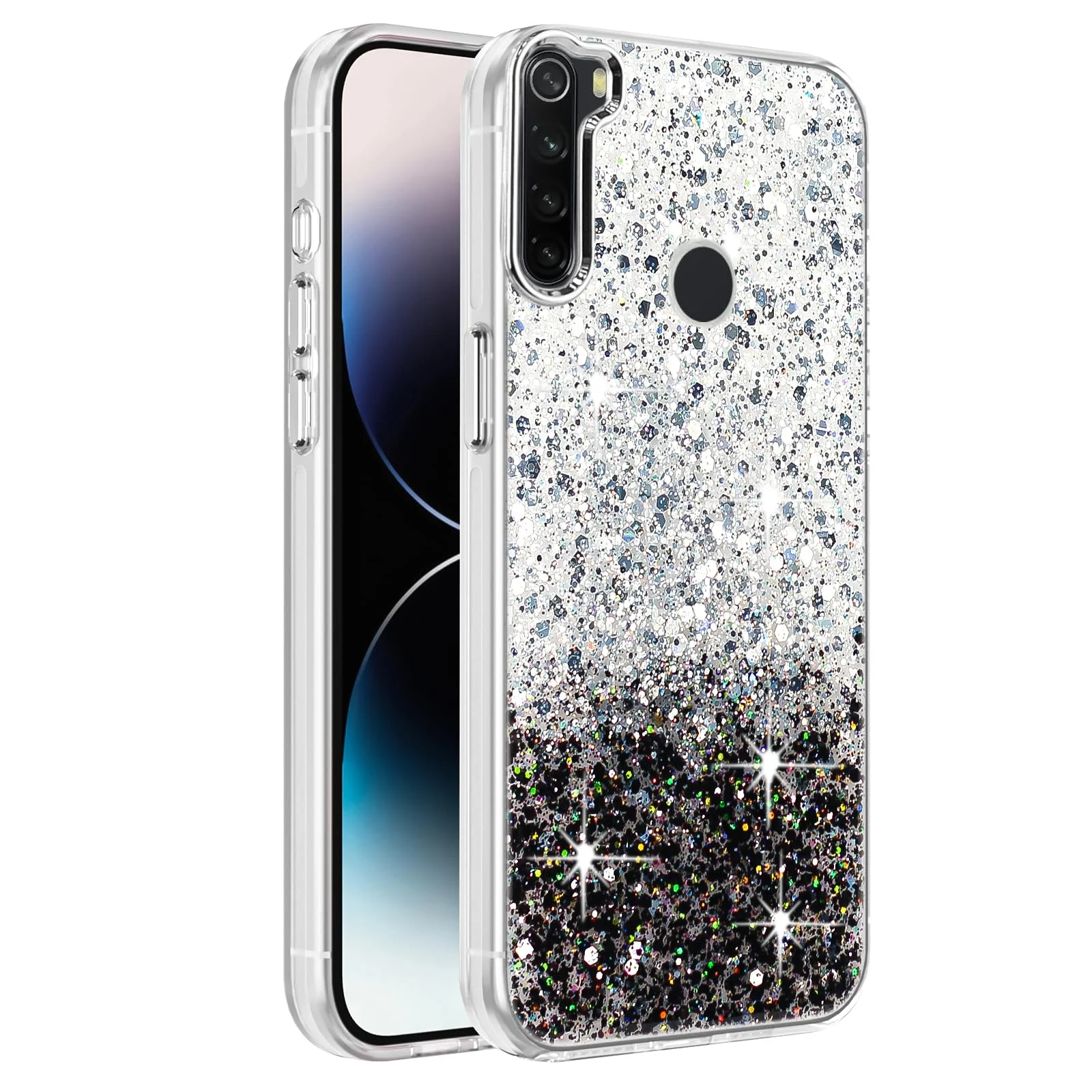 DL3 Mobilak Glitter Protective Case for Xiaomi Redmi Note 8, Supports wireless charging, Camera protection, Shock-absorbing protection