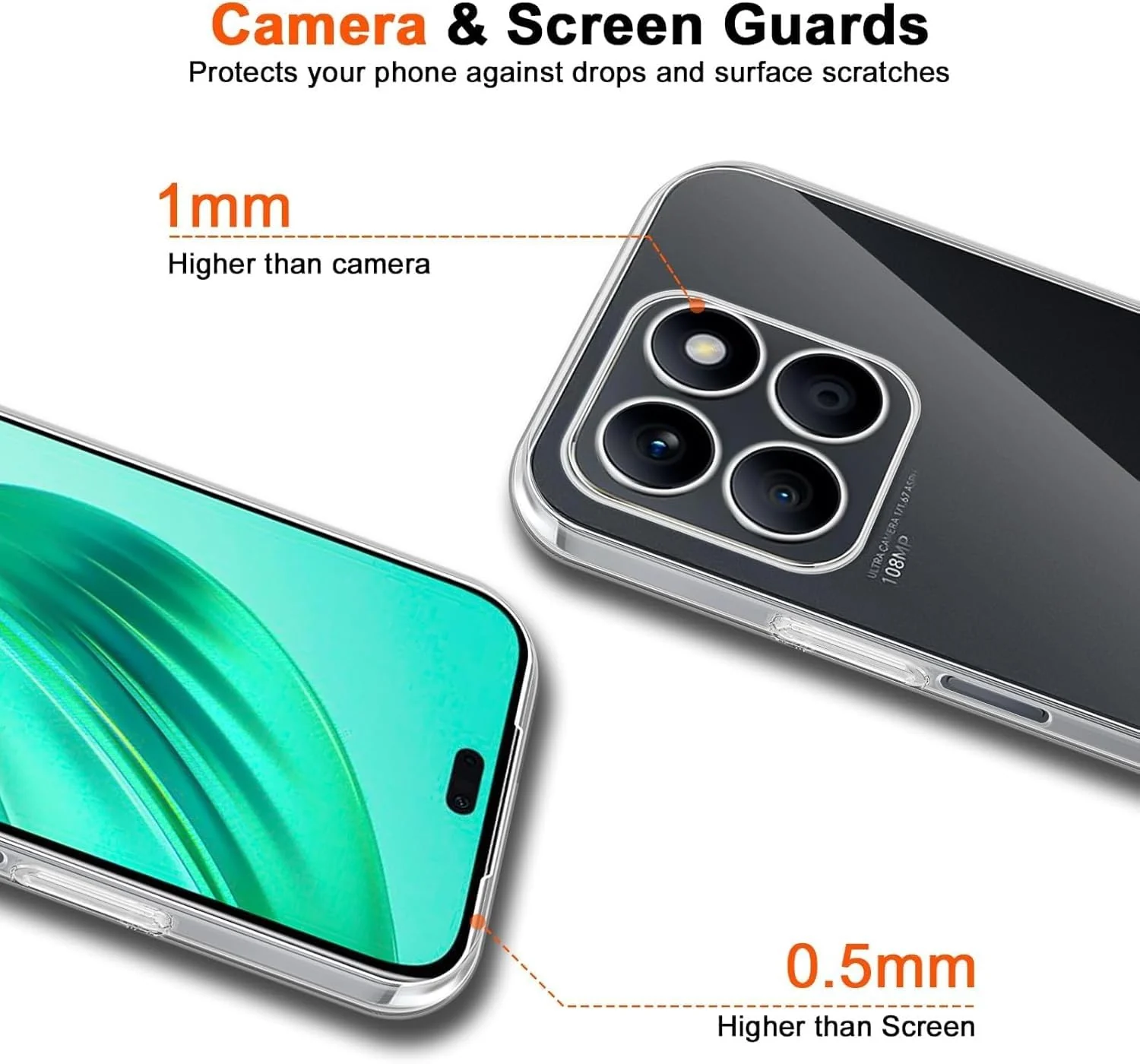 DL3 Mobilak Case Compatible with Honor X7C, Case Crystal Soft TPU Gel Case Flexible Silicone Anti-Scratch TPU Cover - Clear