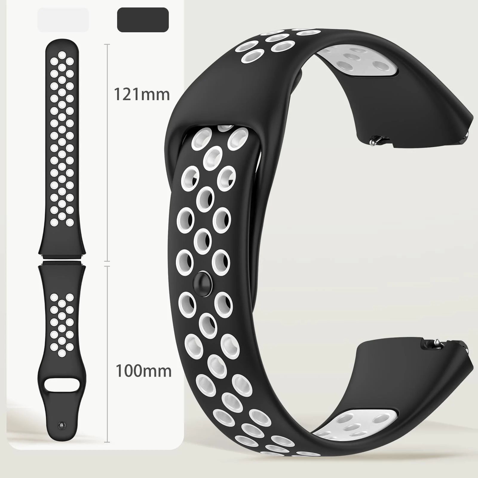 DL3 Mobilak Strap Silicone Compatible With Xiaomi Redmi Watch 3 Active/Redmi Watch 3 Lite, Sport Silicone Watch Band Wrist Strap, Bracelet Wristband Wrist Strap - Black White