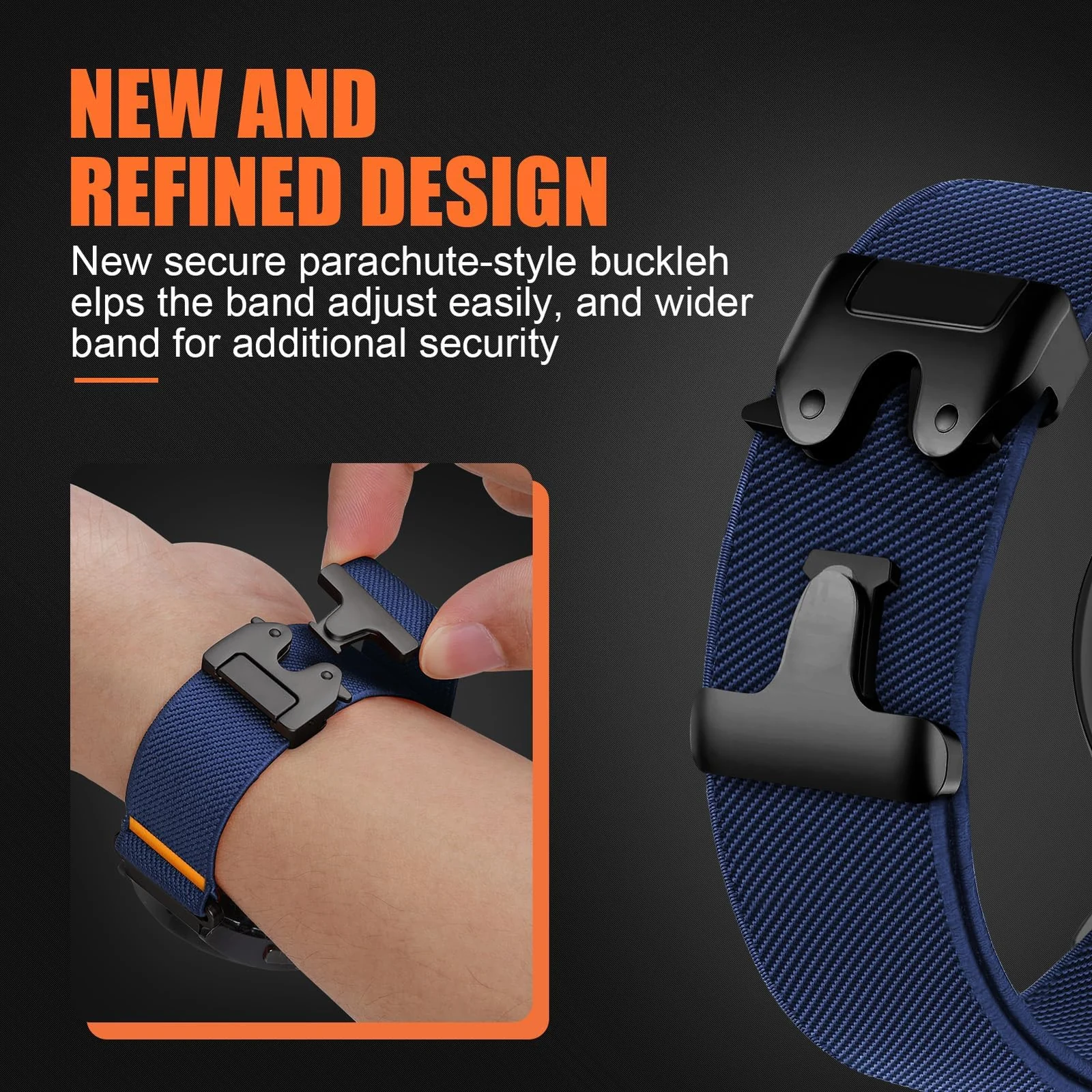 DL3 Mobilak Elastic Nylon Band For 20mm Stretchy Parachute buckle Strap for Samsung Galaxy Watch 7/6/5/4 40mm 44mm/Watch 5 Pro 45mm/S2 classic/active 2 40mm 44mm/Amazfi GTS 2/2e/3/3 Pro/4/GTS 2 Mini/4 Mini/Bip 3 - Blue