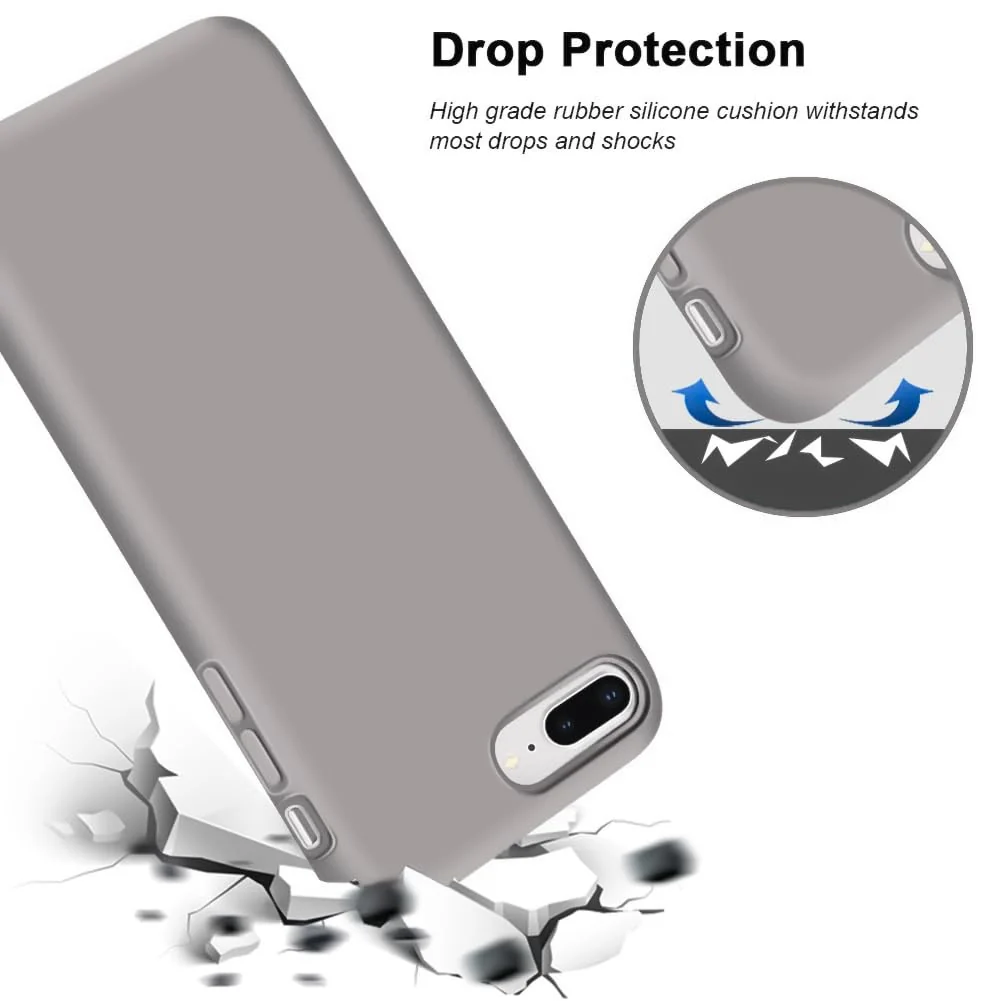 DL3 Mobilak Liquid Silicone Case for iPhone 7 Plus / iPhone 8 Plus, Shock-absorbing protection, Scratch-resistant surface, Soft microfiber lining - Stone